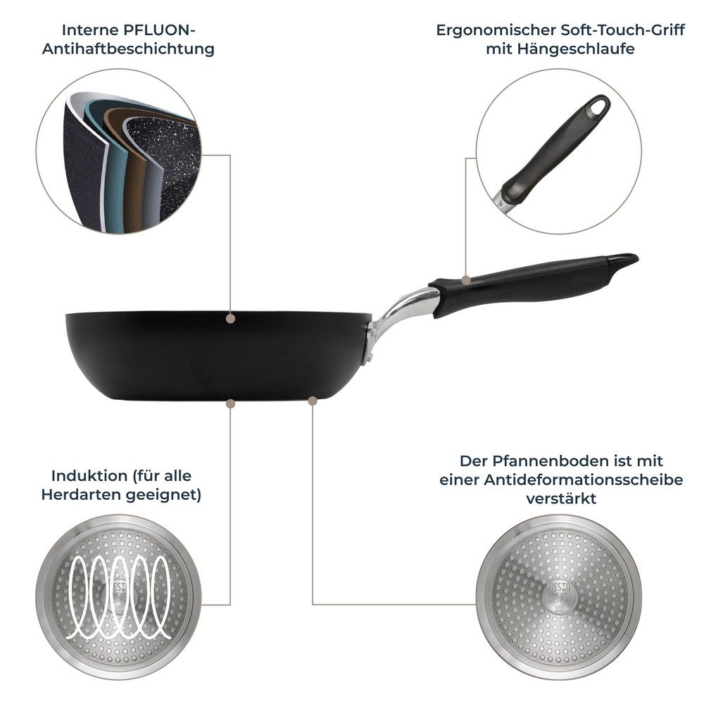 RESTO Kitchenware Wok Antares, Bratpfanne antihaftbeschichtet und spülmaschinenfest, Aluminium (1-tlg), Induktion, für alle Herdarten geeignet