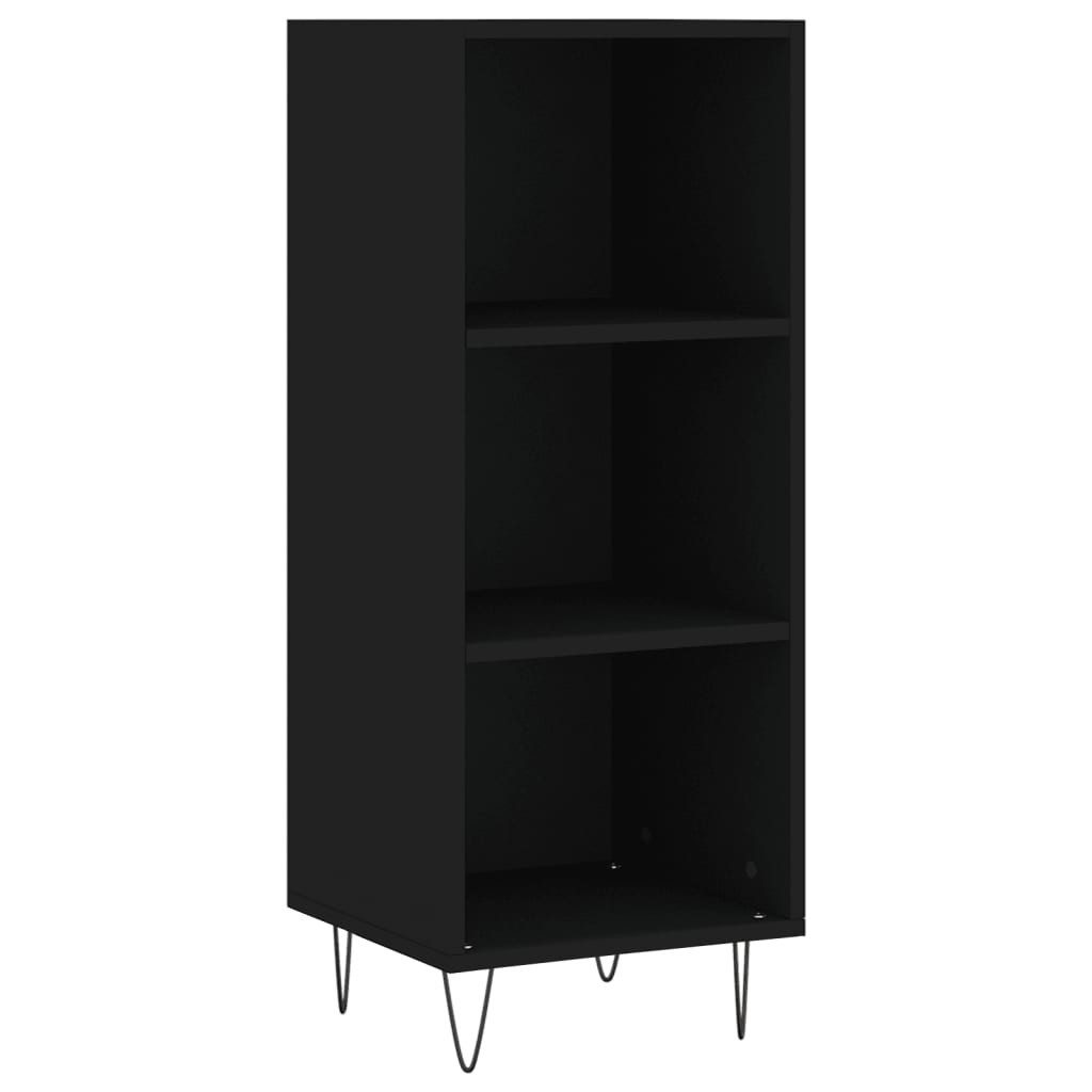 furnicato Sideboard Klassisches 34,5 x 32,5 x 90 cm Schwarz (1 St), Stabiler Highboard-Schrank mit viel Stauraum und Wandhalterung