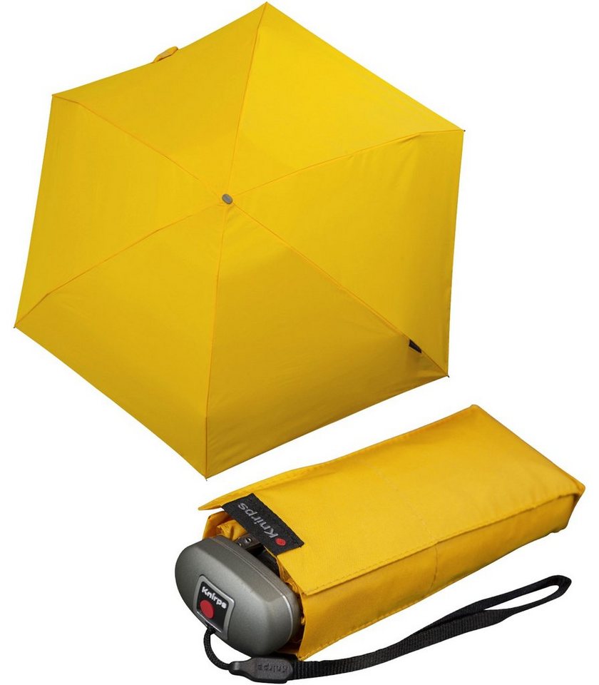 Knirps® Taschenregenschirm winziger Damen-Taschenschirm, leicht und flach,  für die Handtasche - Travel gelb yellow
