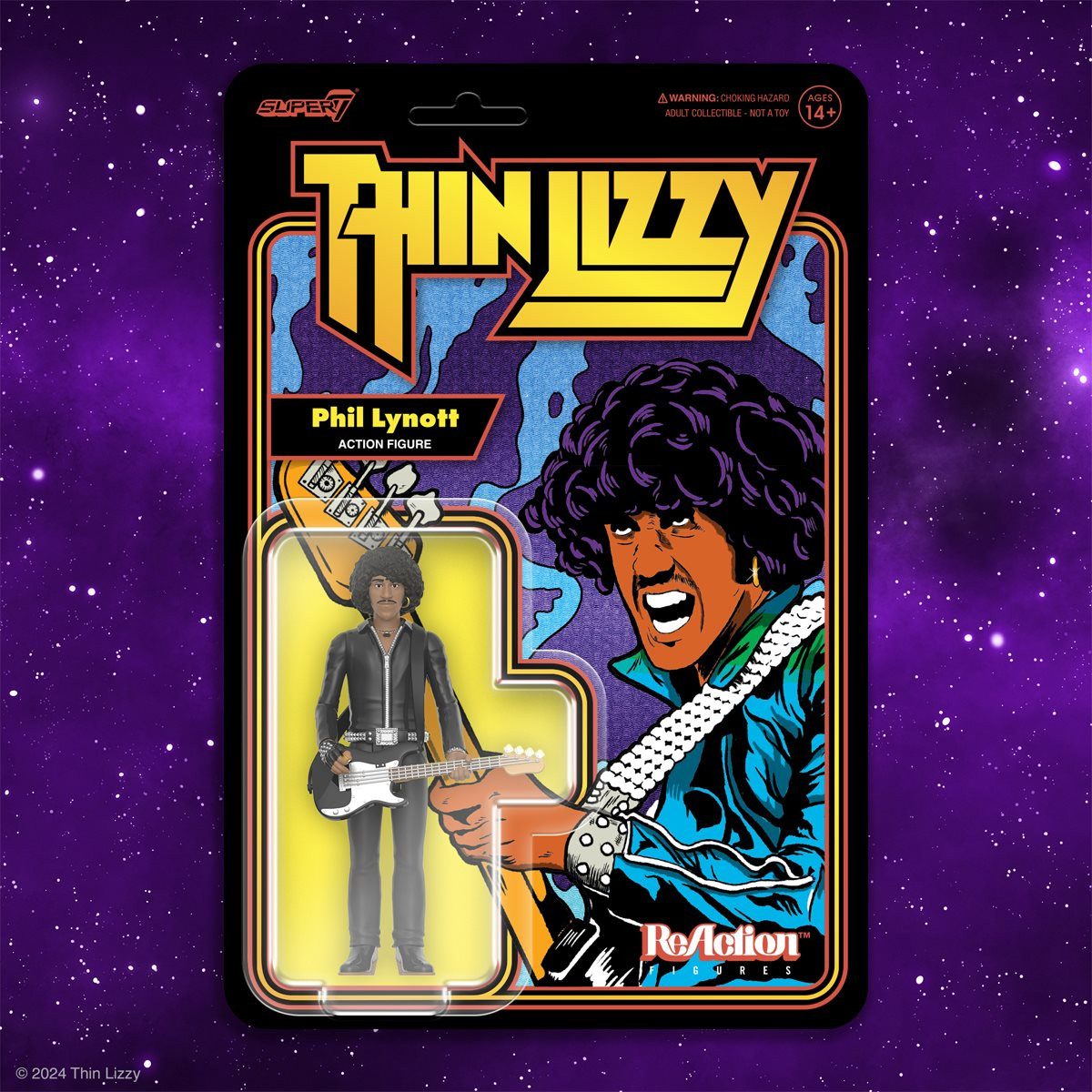 Super7 Actionfigur Thin Lizzy ReAction Phil Lynott Black Leather 3 3/4-Inch Actionfigur