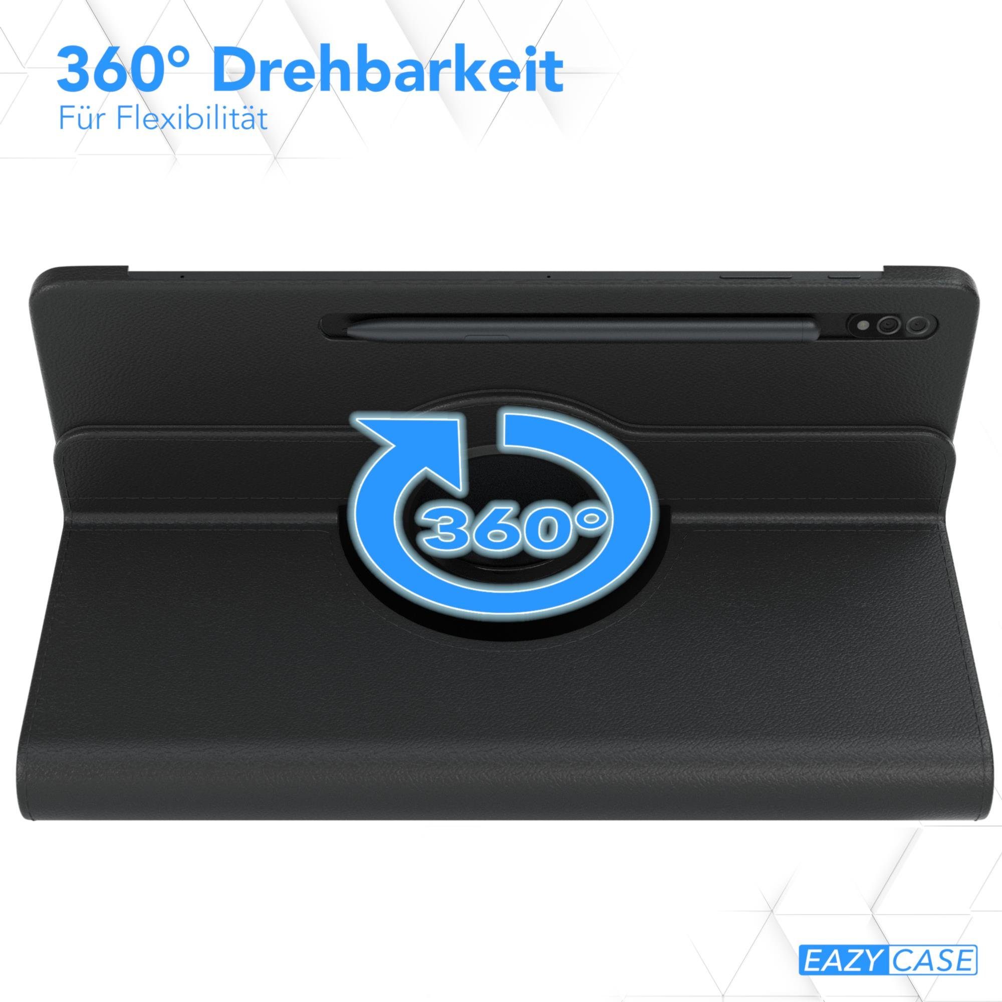 EAZY CASE Tablet-Hülle Rotation Case für Samsung Galaxy Tab S7 Plus / S8+ 12,4 Zoll, Hülle 360° drehbar mit Standfunktion Etui Anti-Kratz Tasche Schwarz