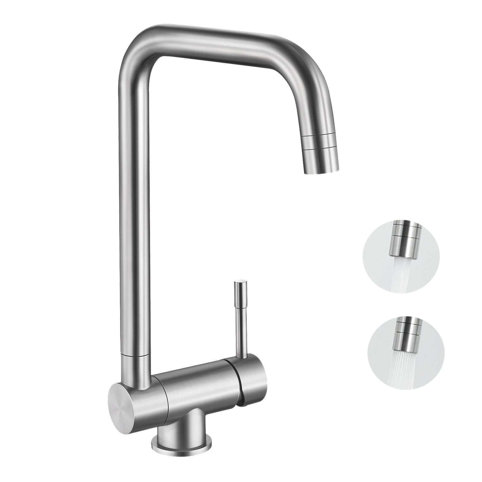Anycee max Küchenarmatur klappbar Küche WasserhahnHochdruck Vorfenster Spültischarmatur mit 2 Strahlarten, Unterfenster Armatur Küche 360° Drehbar