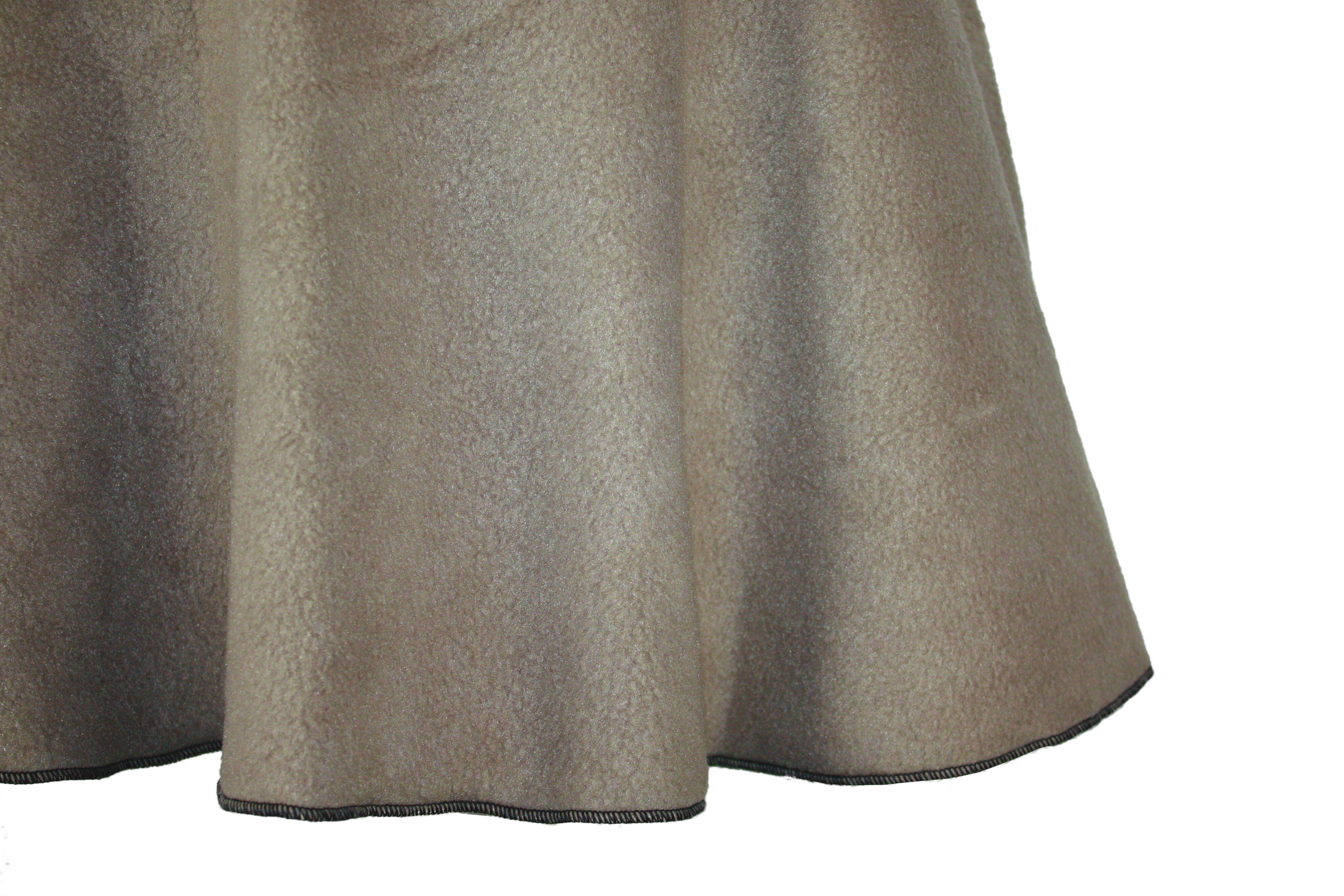 dunkle 57cm Fleece Bund design A-Linien-Rock Braun Bund elastischer Hellbraun