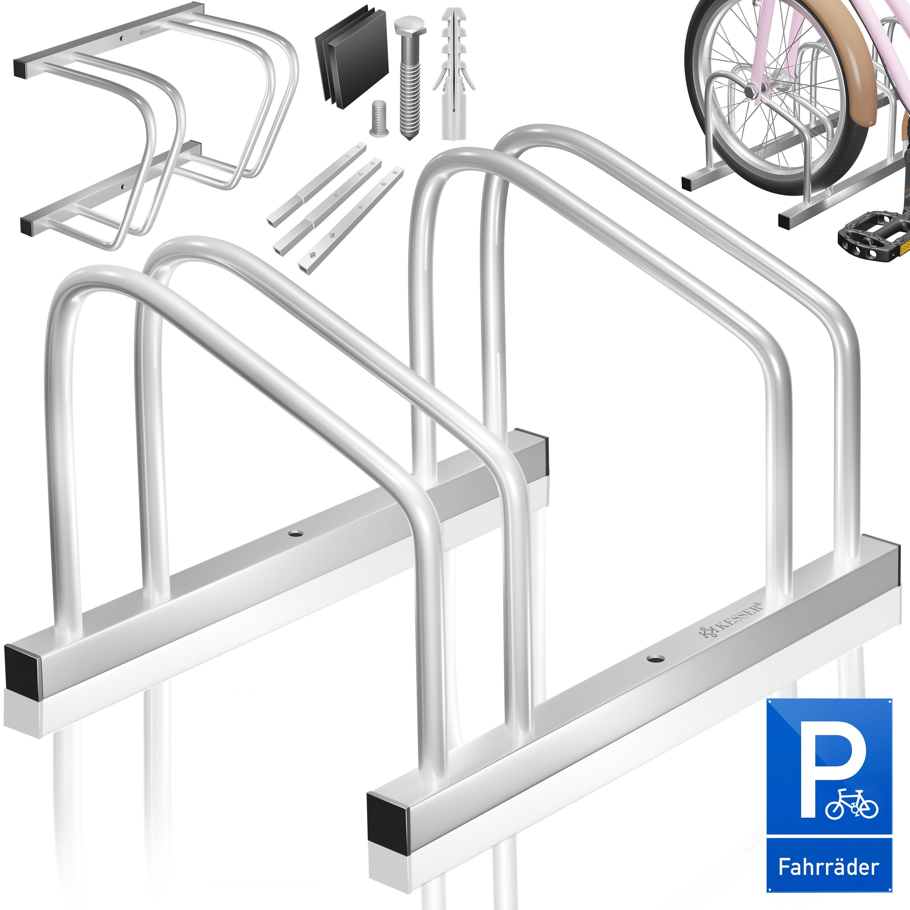 KESSER Fahrradständer, inkl. Parkschild Mehrfachständer mit 37cm Radabstand