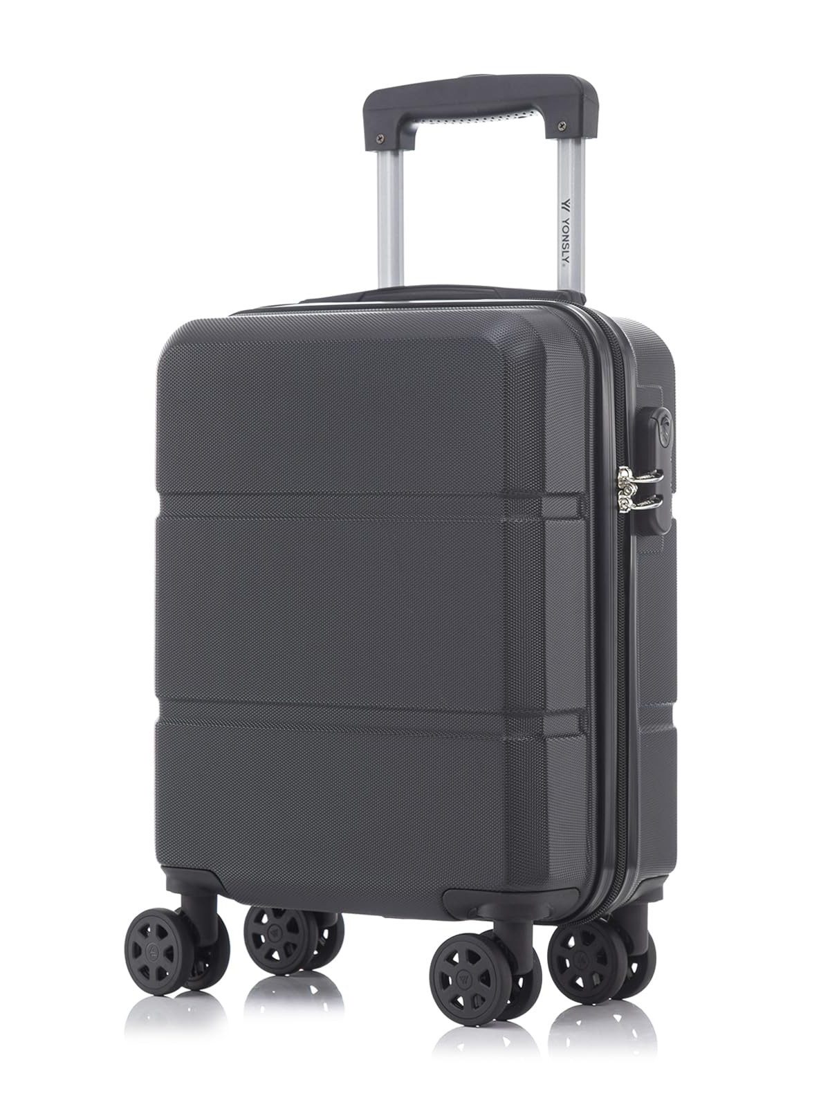 yonsly Hartschalen-Trolley Hartschalen-Koffer Trolley Rollkoffer Zahlenschloss, Handgepäck, 4 Rollen, ABS-Hartschale, robuster Reisekoffer mit Teleskopgriff,46/55/66/76 cm