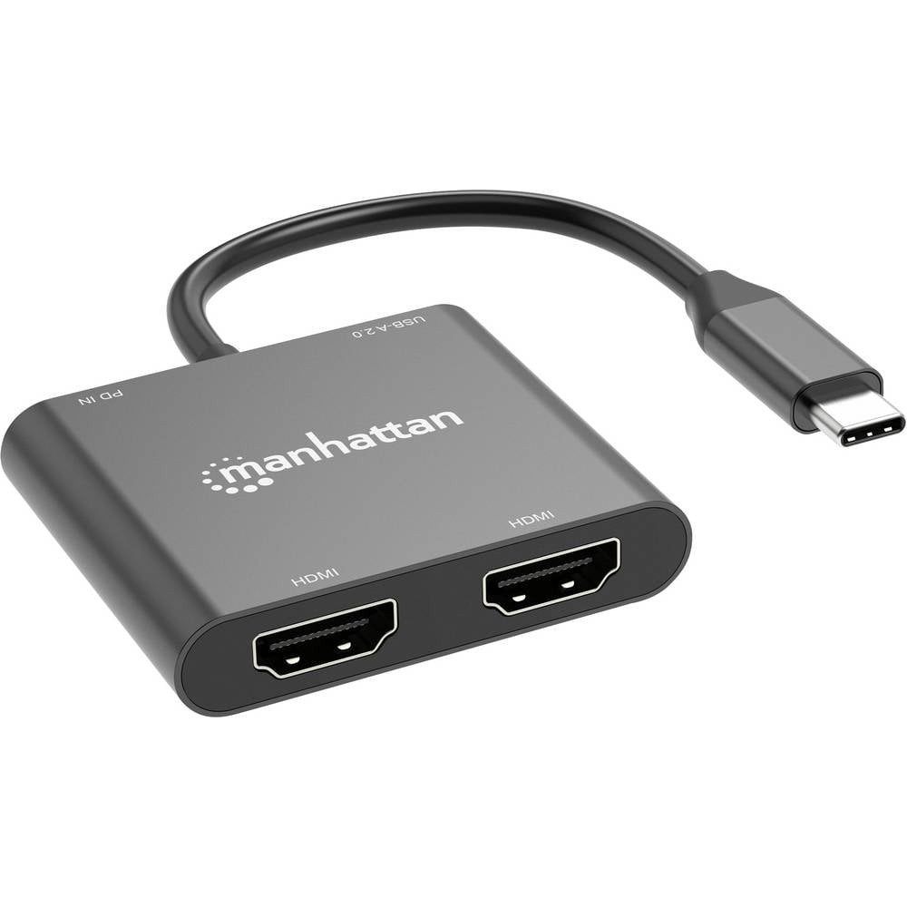 MANHATTAN 154321 USB-Adapter, 4K UHD, beidseitig verwendbarer Stecker, mit Ladebuchse