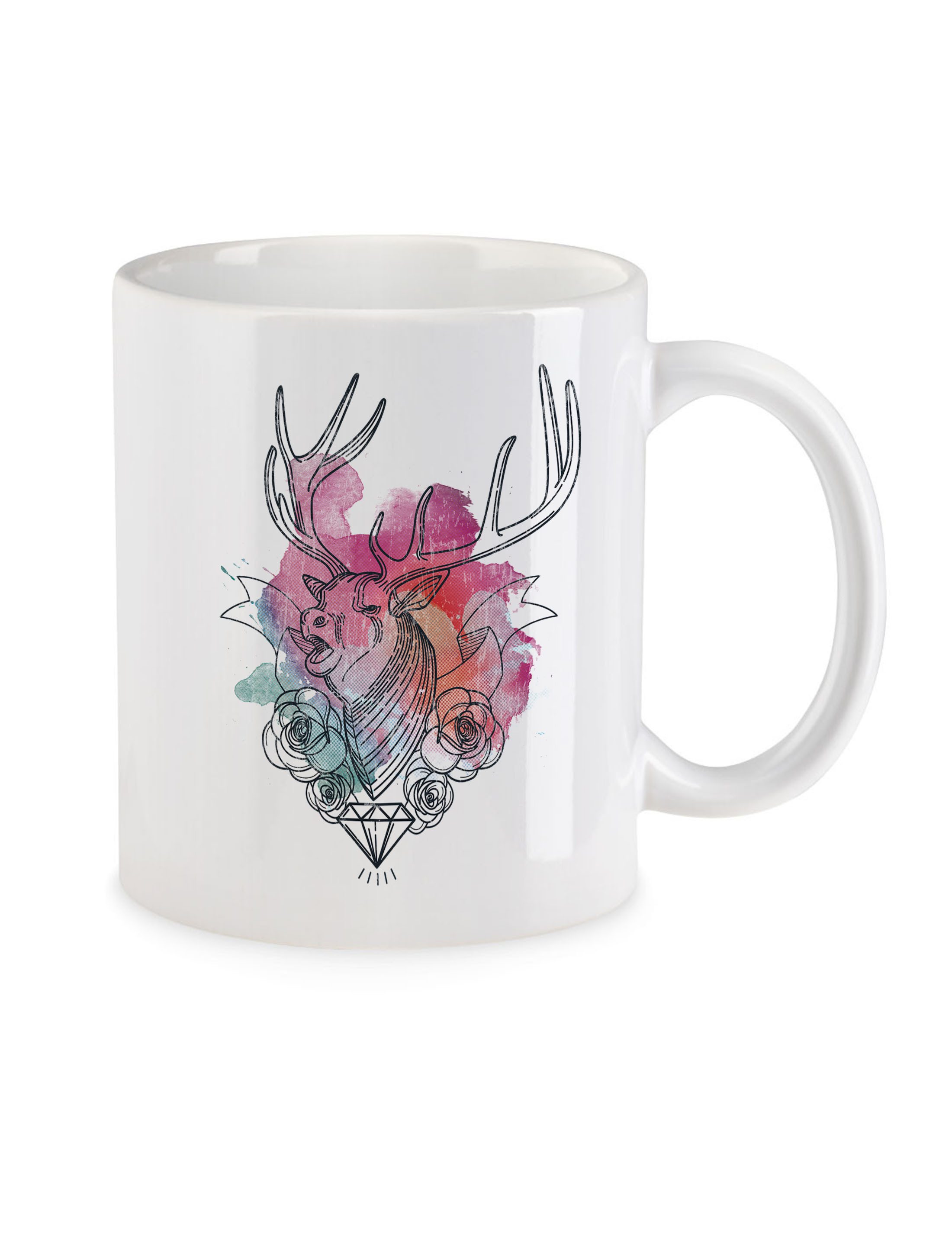 Urban Backwoods Tasse Deer Diamond Kaffeetasse Jägerin Jäger Jagd Reh Hirsch Diamant, 1-tlg., Keramik, Rockabella Pin Up Girl