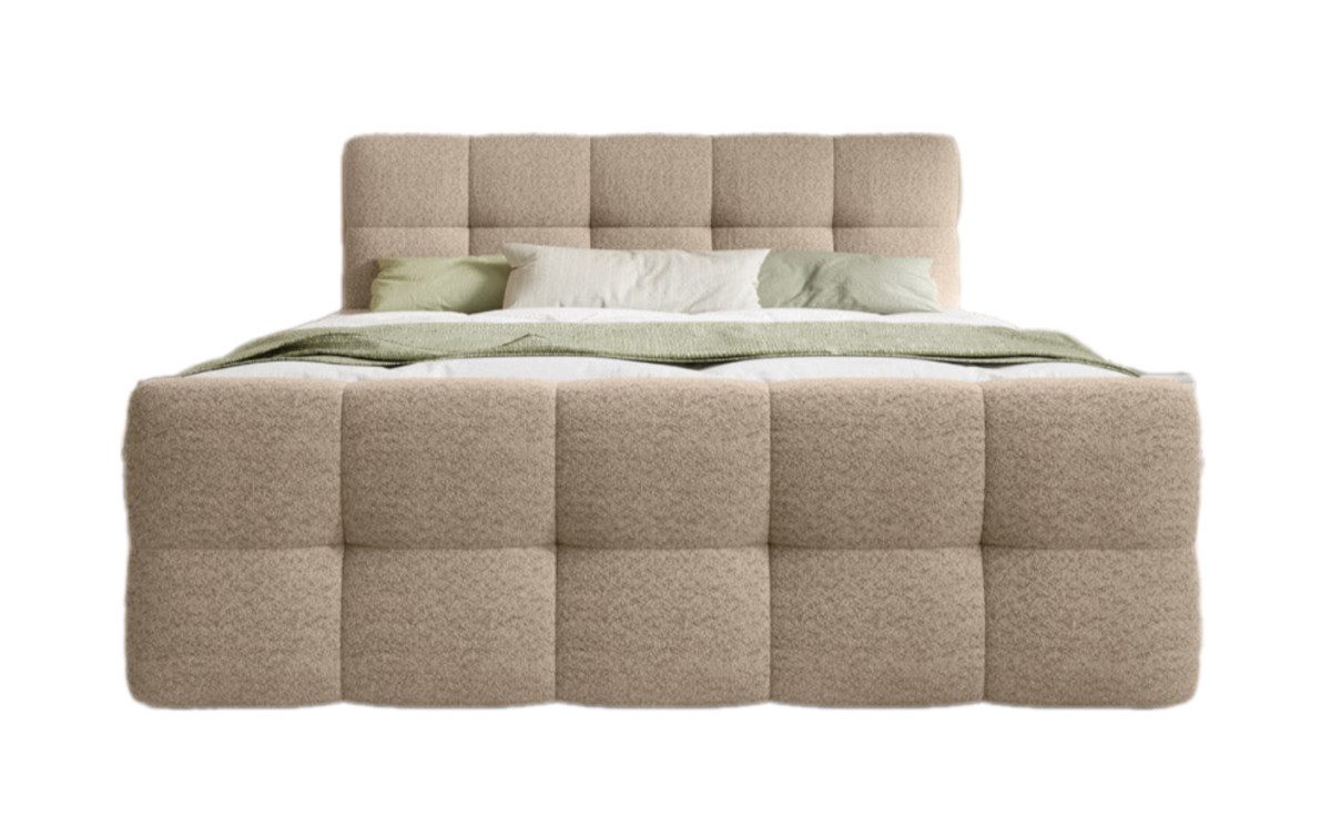 Luxusbetten24 Boxspringbett Cozy Bouclé, inklusive PU-Schaum Topper
