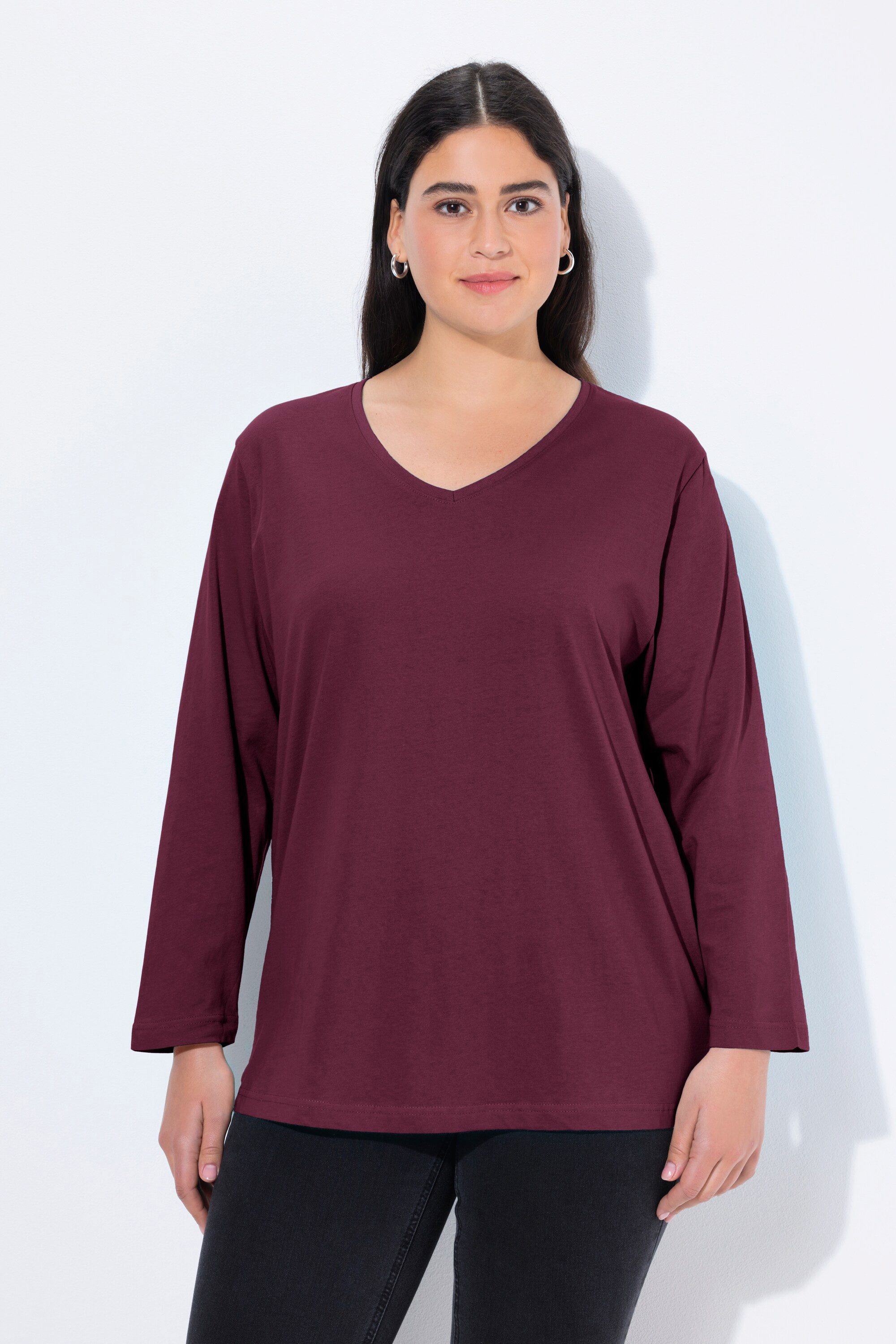 Ulla Popken T-Shirt Shirt V-Ausschnitt Relaxed günstig online kaufen