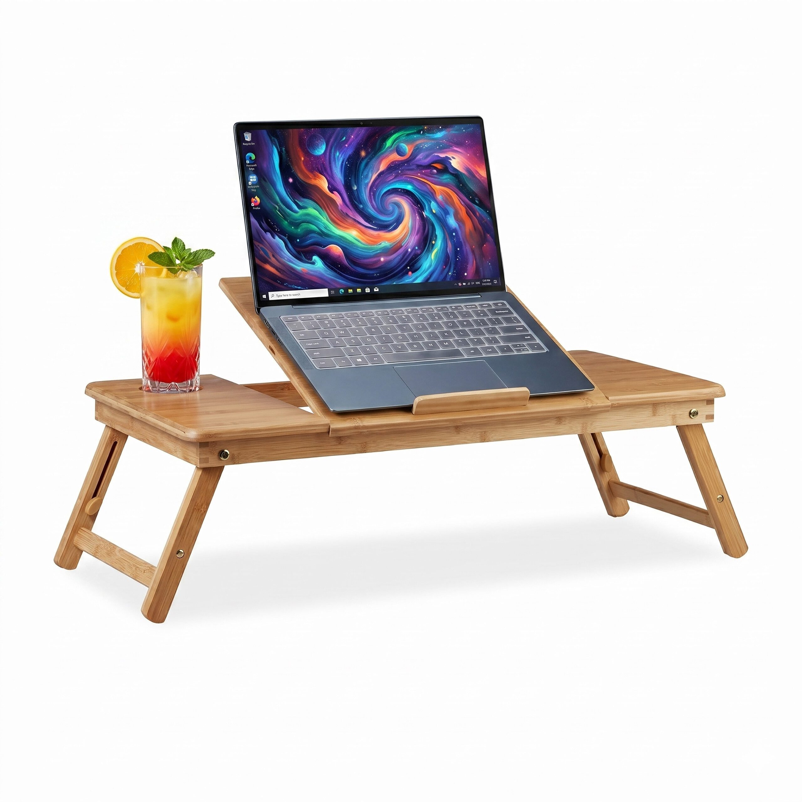 relaxdays Laptop Tablett Bambus Laptoptisch XL, Bambus, (1-tlg)