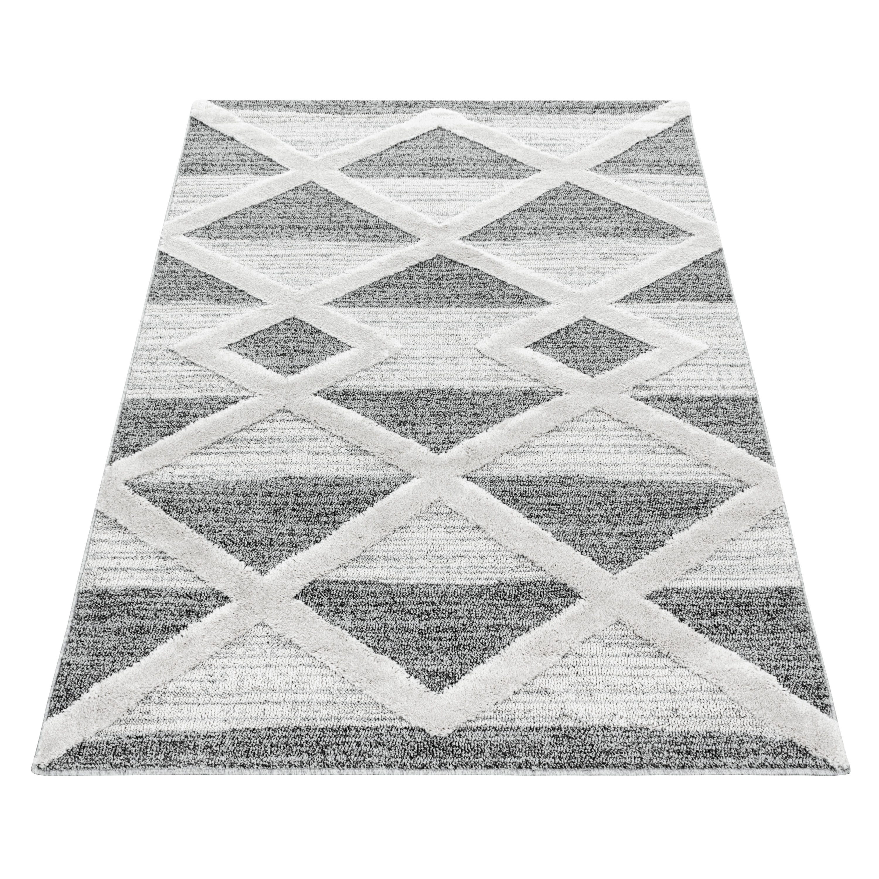 Carpettex Hochflor-Teppich Geometrisch Design, Läufer, Höhe: 20 mm, Teppich Wohnzimmer Geometrisch Design 3D Optik Skandinavische Stil