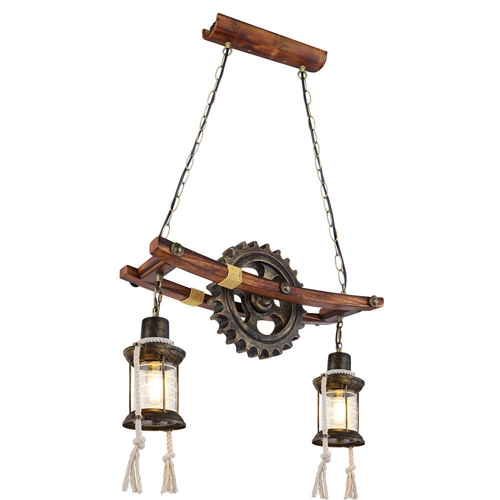 GLOBO LIGHTING Hängeleuchte, Leuchtmittel nicht inklusive, Steampunk Lampe Hängelampe Vintage Industrial Pendelleuchte Holz
