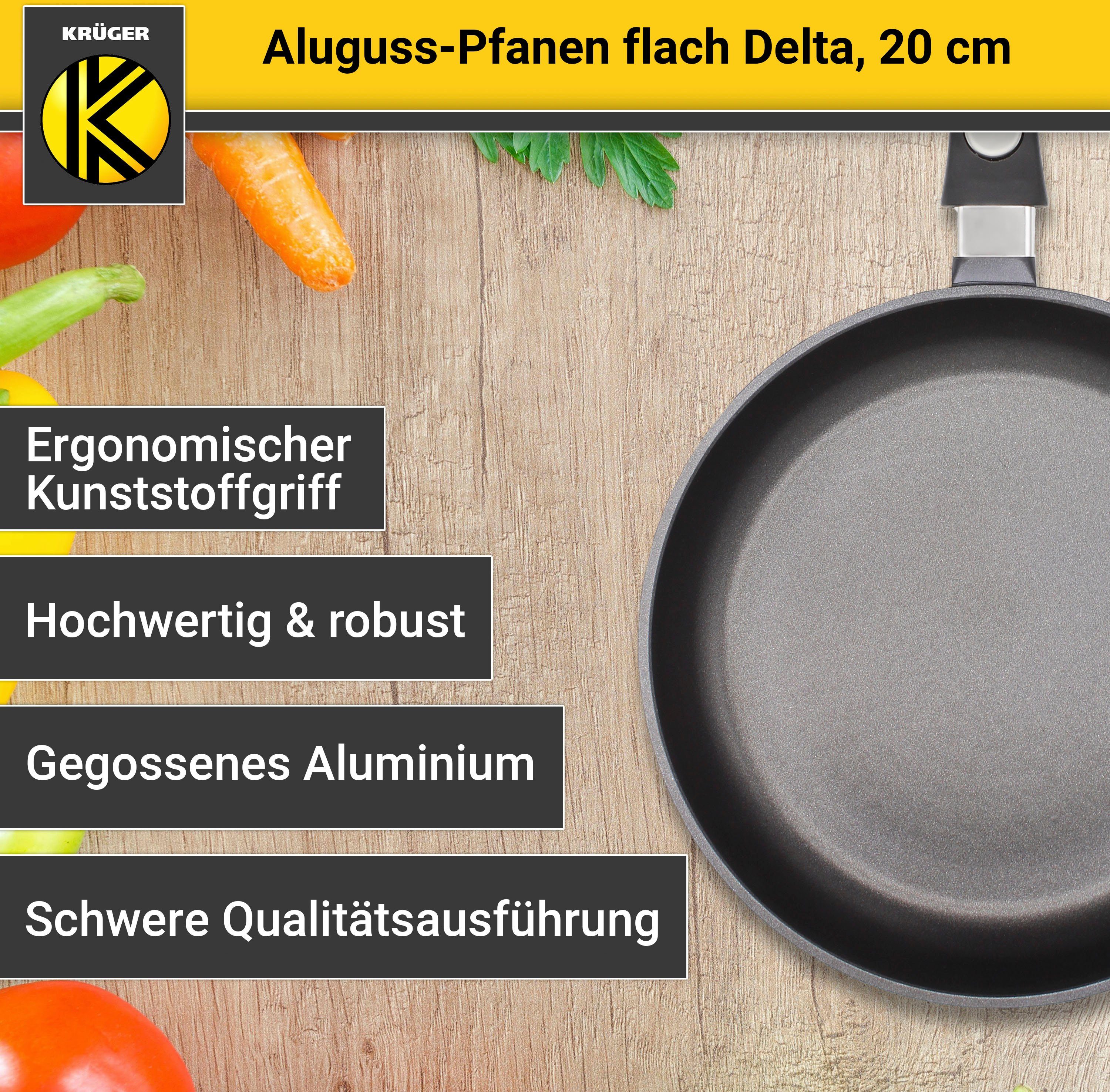 Krüger Bratpfanne Aluguss Pfanne flach DELTA, Aluminiumguss (1-tlg), für Induktions-Kochfelder geeignet – Bild 4 von 5