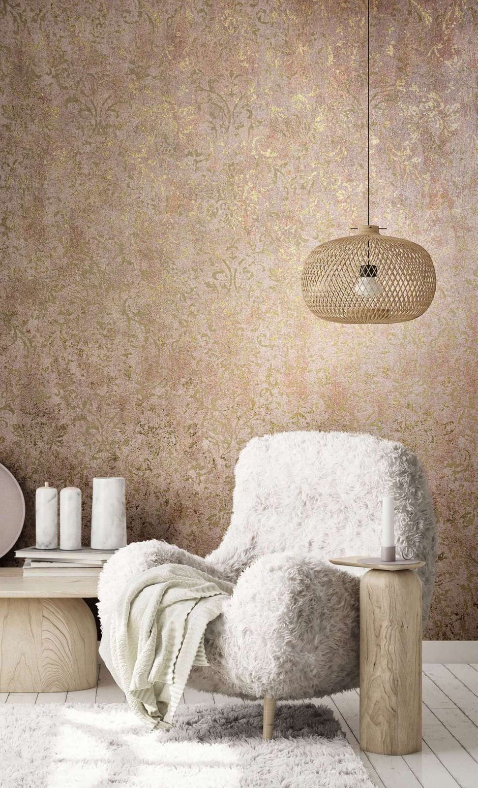 Marburg Vliestapete Ornamente Damast Braun Gold 34295 City Glow