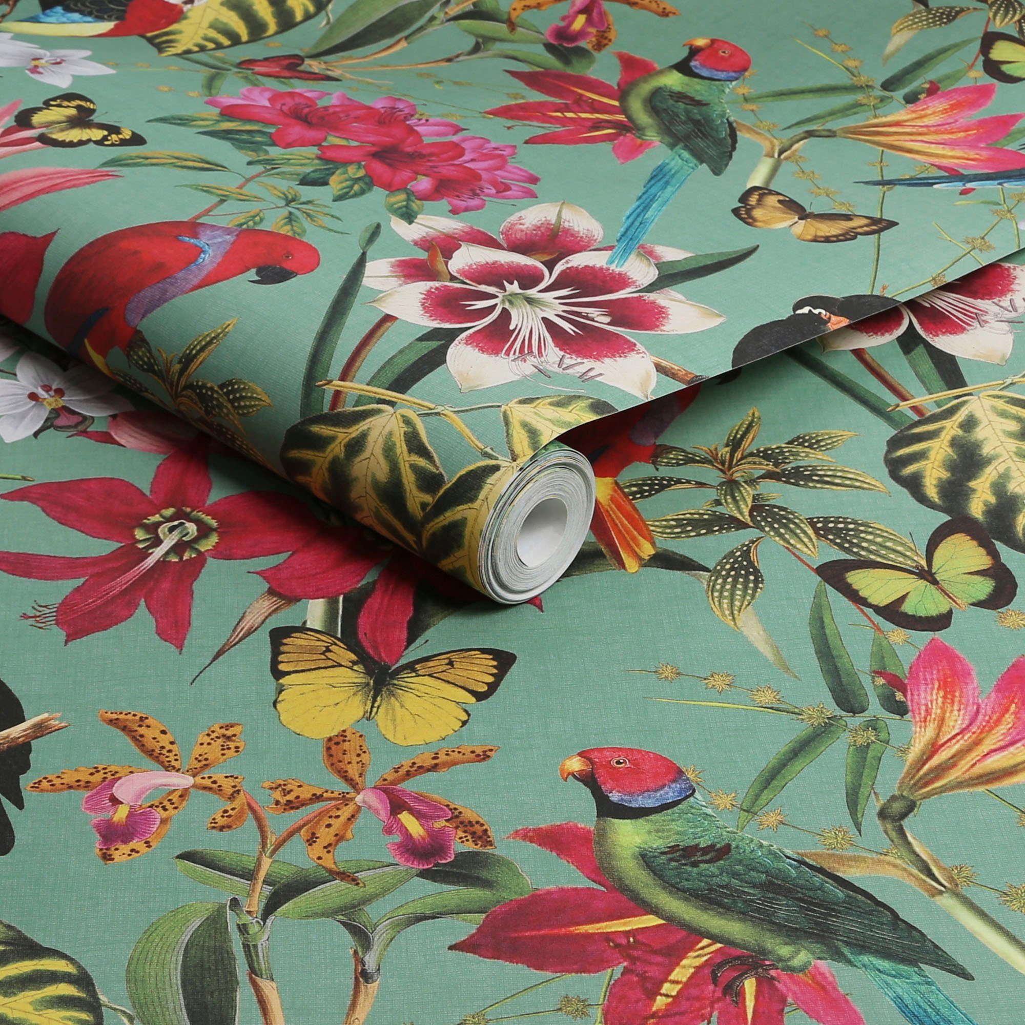 Envy Vliestapete Paradiso Multi, glatt, geblümt, (1 St), gemustert, FSC® zertifiziert, mit lebhaftem Druck, 10 Meter Länge