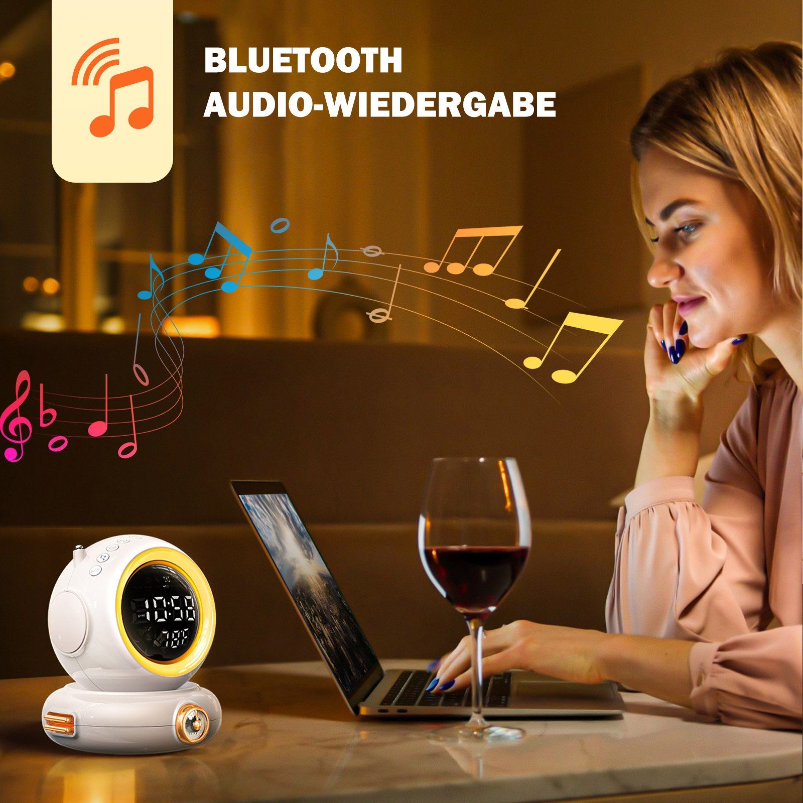 SoundLegend Wecker Mit Sonnenaufgang Licht & FM Radio - 13 Farben, 23 Sounds, Doppelalarm