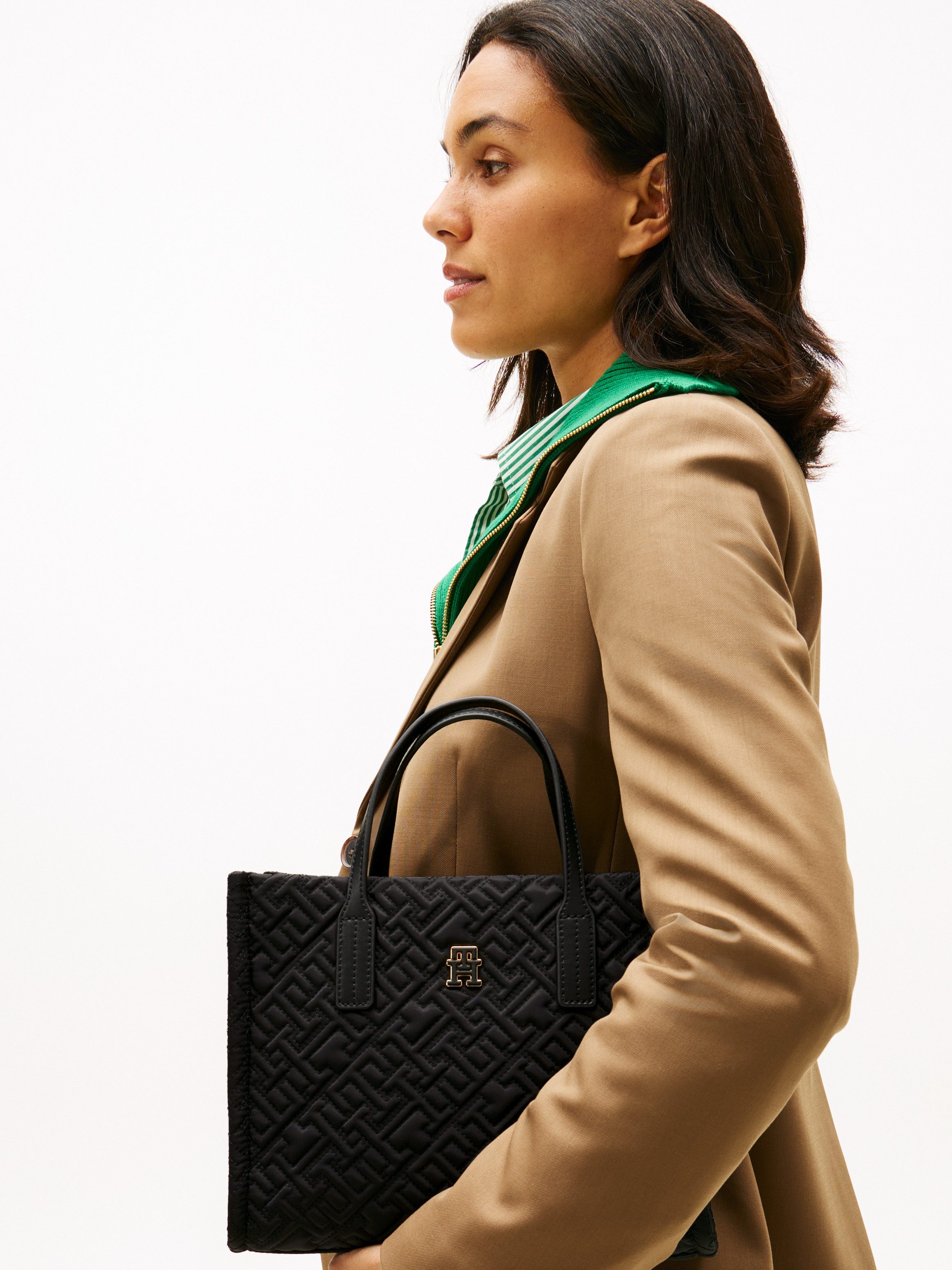 Tommy Hilfiger Tragetasche TH CITY MINI TOTE MONO NYLON, Damen Schultertasche, Businesstasche mit TH-Logoprägung