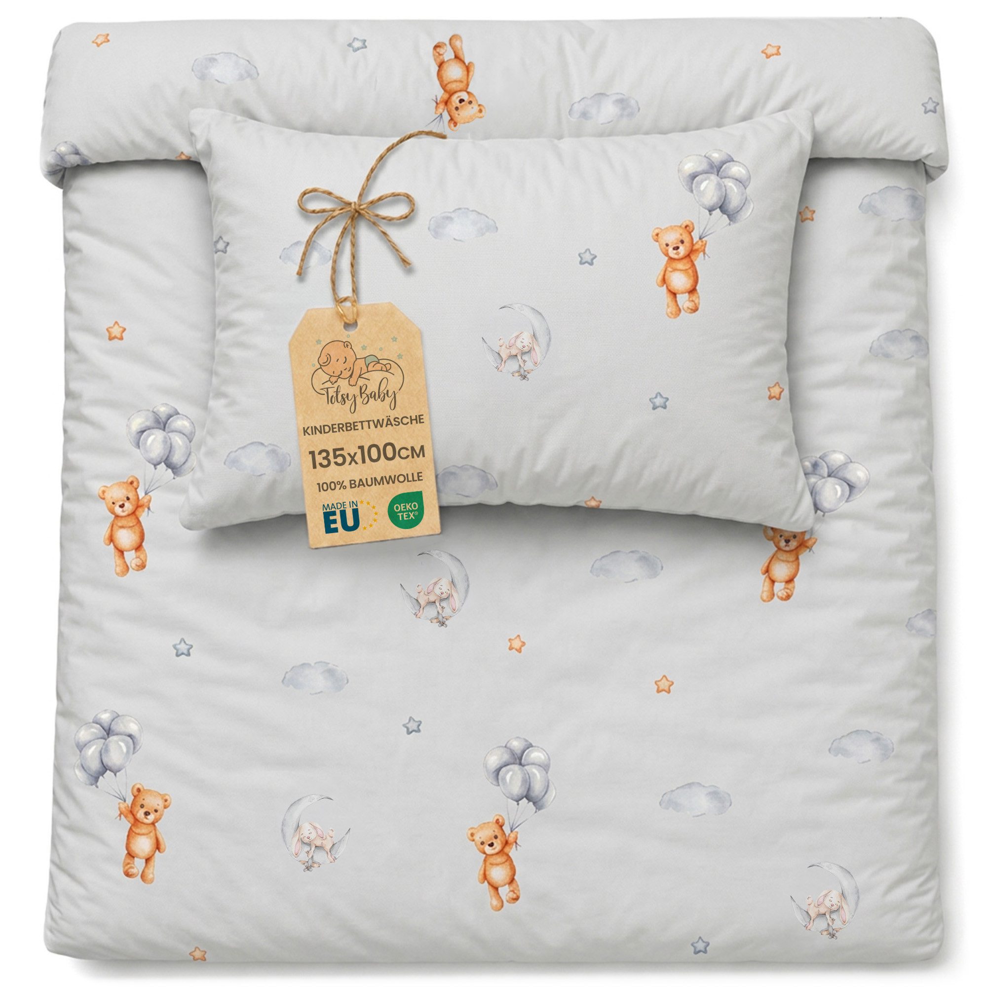 Totsy Baby Kinderbettwäsche Baby Bettwäsche aus Baumwolle - Set von Duvet Cover und Kissenbezug