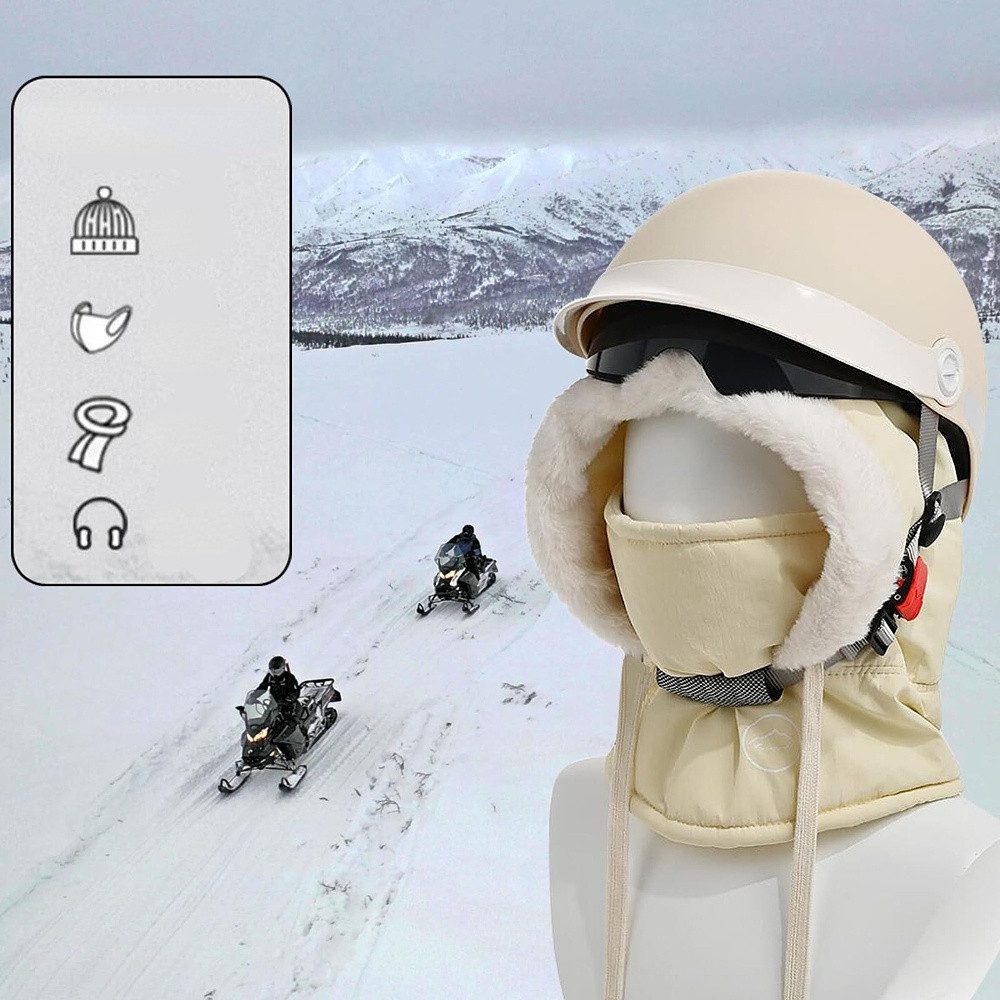 Blusmart Sturmhaube Winter Plüsch Warme Mütze mit Schal (Sturmhaube Mütze und Schal Set, Wasserdicht Winddicht Gesichtskapuze) Für Outdoor-Sportarten, integrierte Kapuze