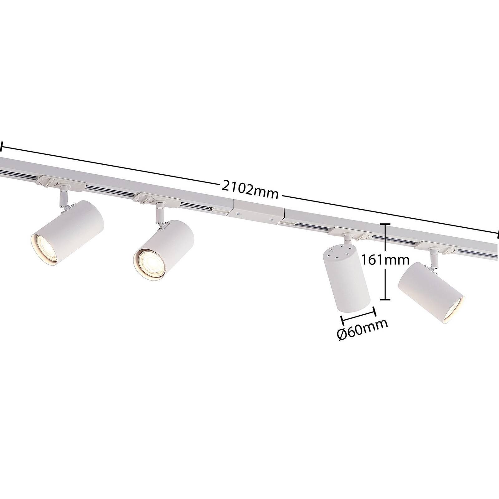 Modern, Metall, 1-Phasen cm, GU10, 210 Linaro, Lindby Schienensystem-Leuchten weiß, flammig, 4 Stromschiene