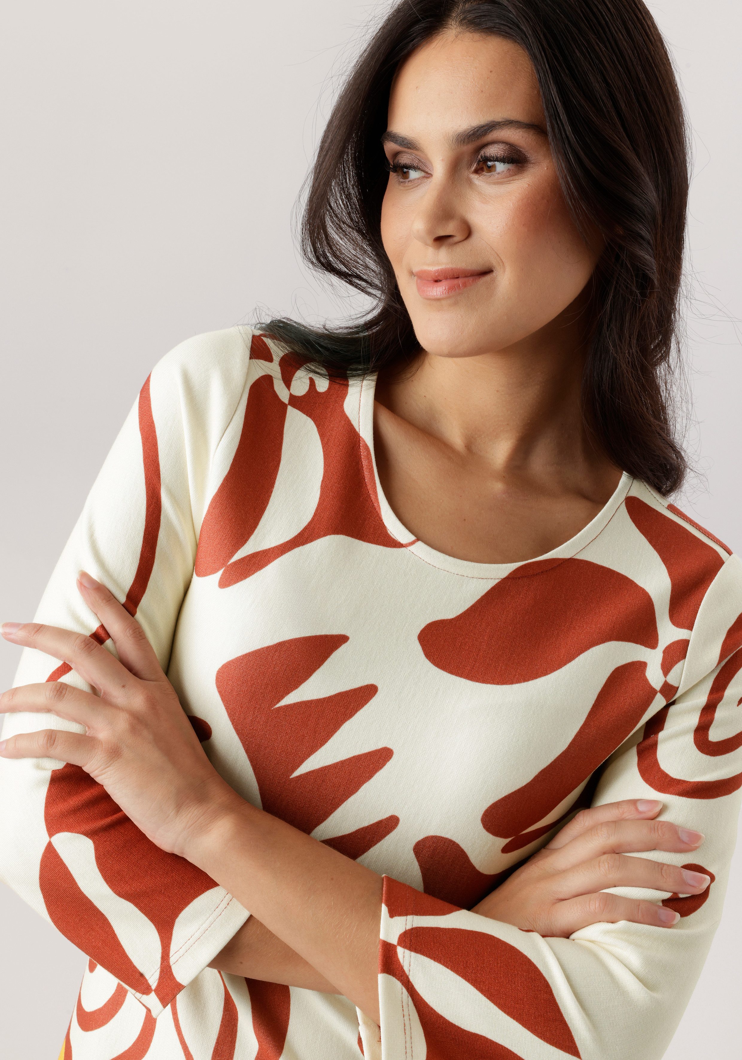 Aniston SELECTED Jerseykleid mit gestreifter Bordüre am Saum - NEUE KOLLEKTION