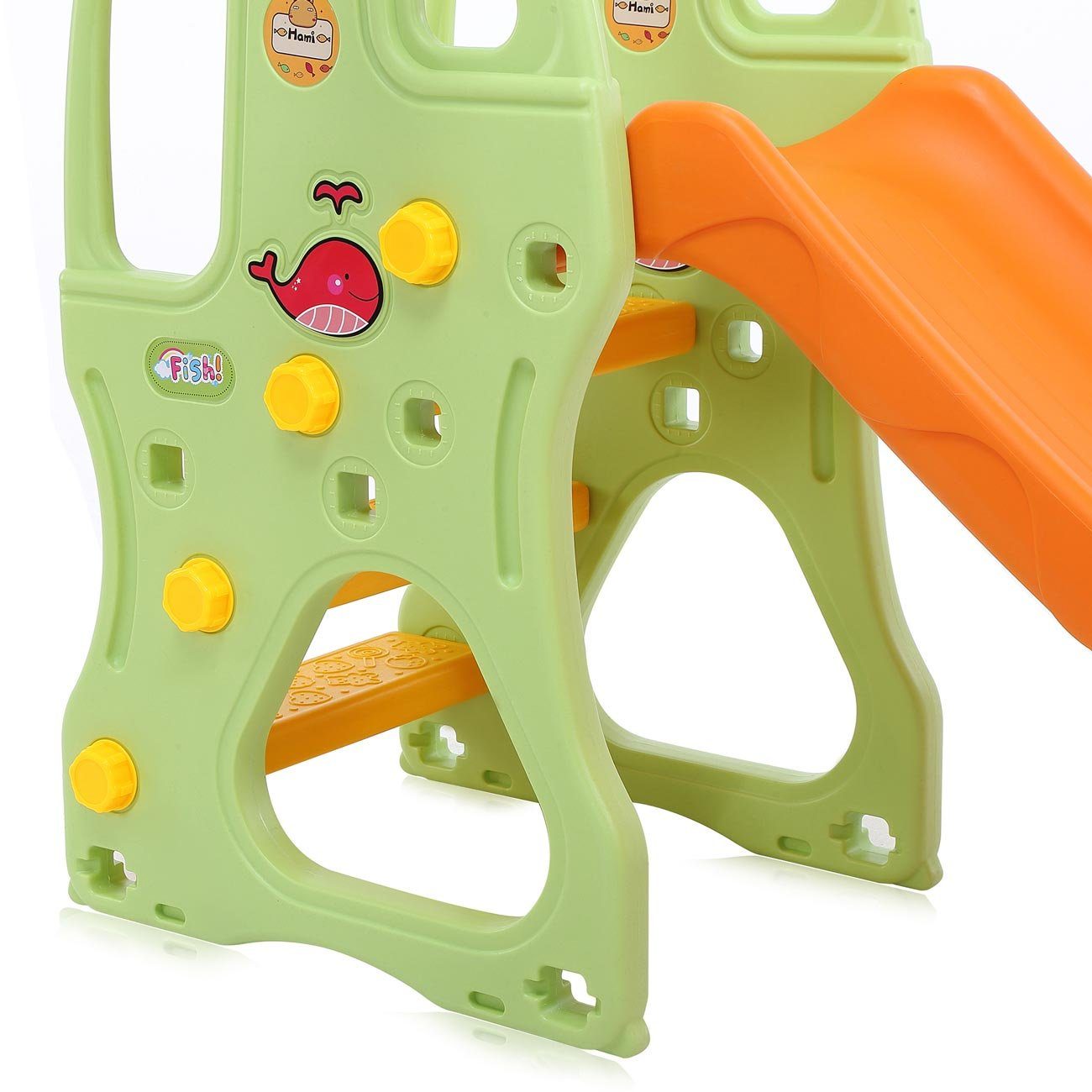 Baby Vivo Indoor-Rutsche Kinderrutsche mit - Rutsche / Basketballkorb Orange / Grün