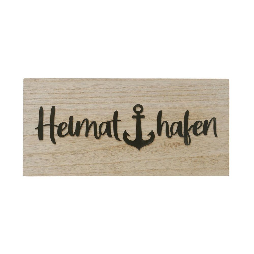 BOLTZE Metallschild Holzschild HEIMATHAFEN natur mit schwarzer Schrift aus Metall maritim (Motiv 1)
