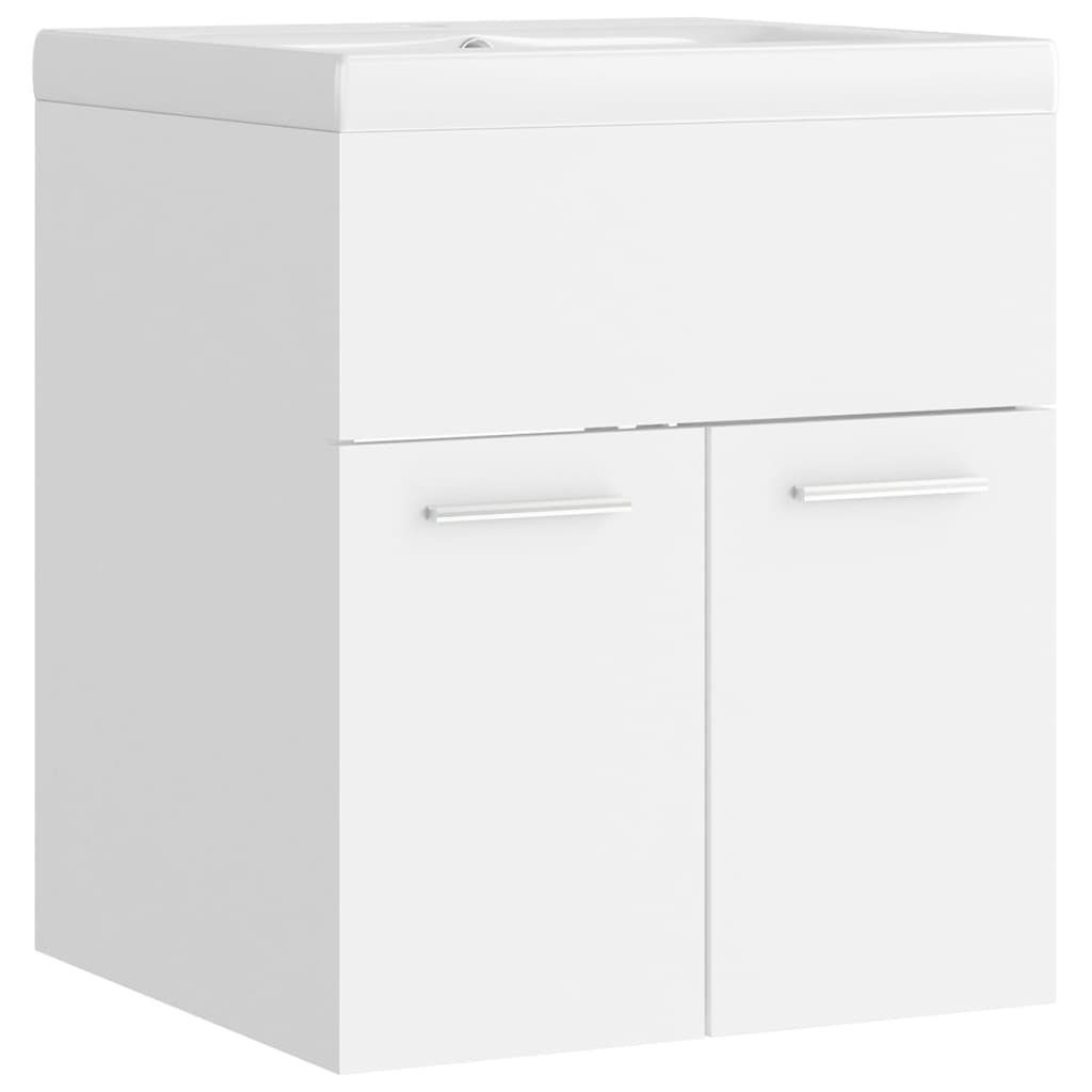 vidaXL Waschbeckenunterschrank Waschbeckenunterschrank mit Einbaubecken Weiß Holzwerkstoff (1-St)