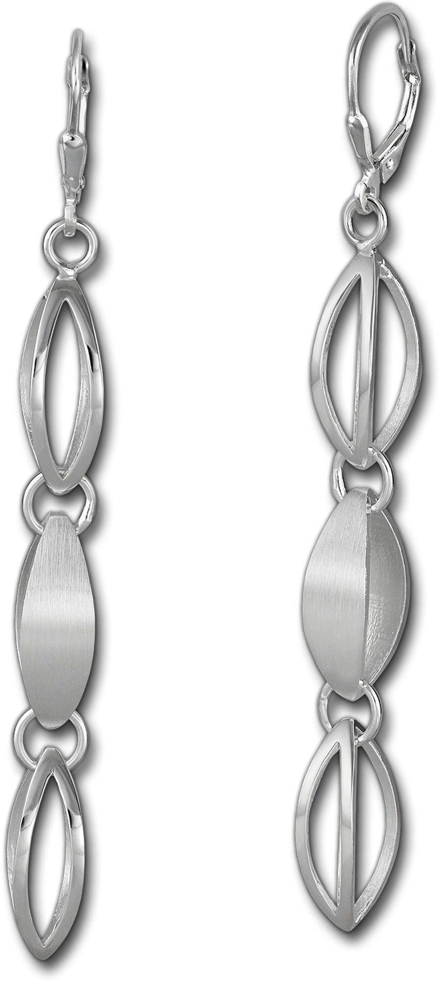 Balia Paar Ohrhänger Balia Damen Ohrringe mattiert (Ohrhänger), Damen Ohrhänger Blätter aus 925 Sterling Silber, Länge ca. 7,5cm