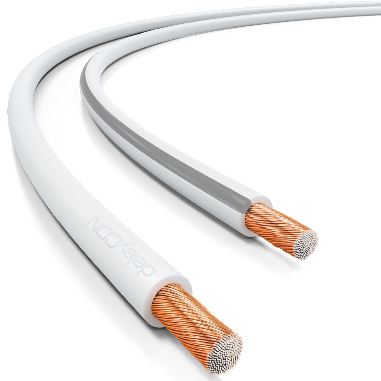 deleyCON deleyCON 10m Lautsprecherkabel 2x 2,5mm² CCA 2x50x0,25mm Litze - Weiß Audio-Kabel