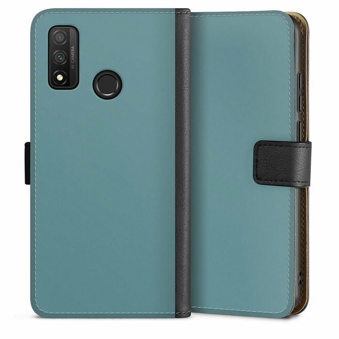 DeinDesign Handyhülle Art Blau einfarbig Petrol Huawei P Smart (2020) Hülle Handy Flip Case Wallet Cover