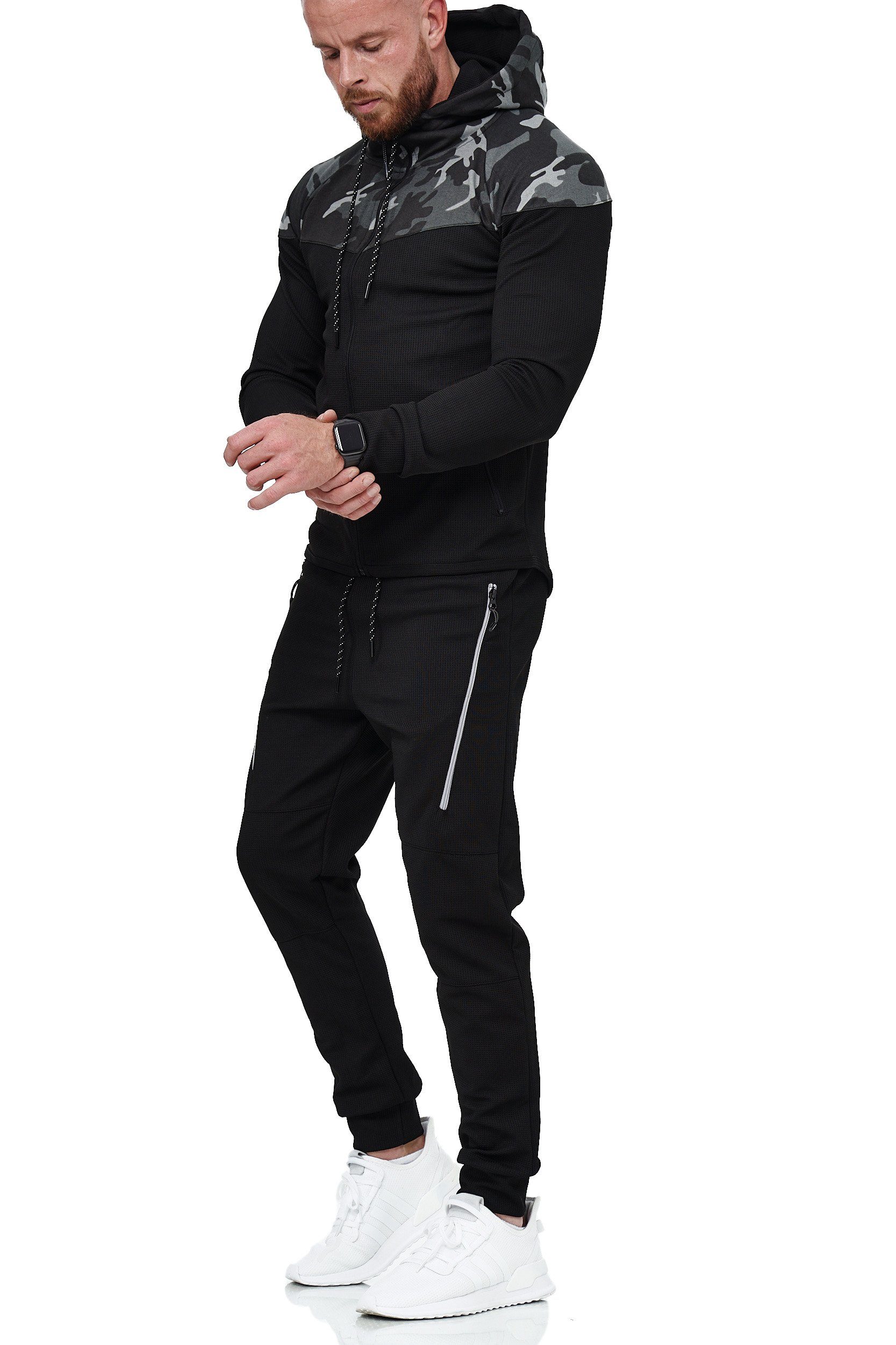L.gonline Freizeitanzug Herren Jogginganzug, Freizeitanzug 984 (Kapuzenjacke mit Reißverschluss, Hose, 2-tlg), Fitness Freizeit Casual