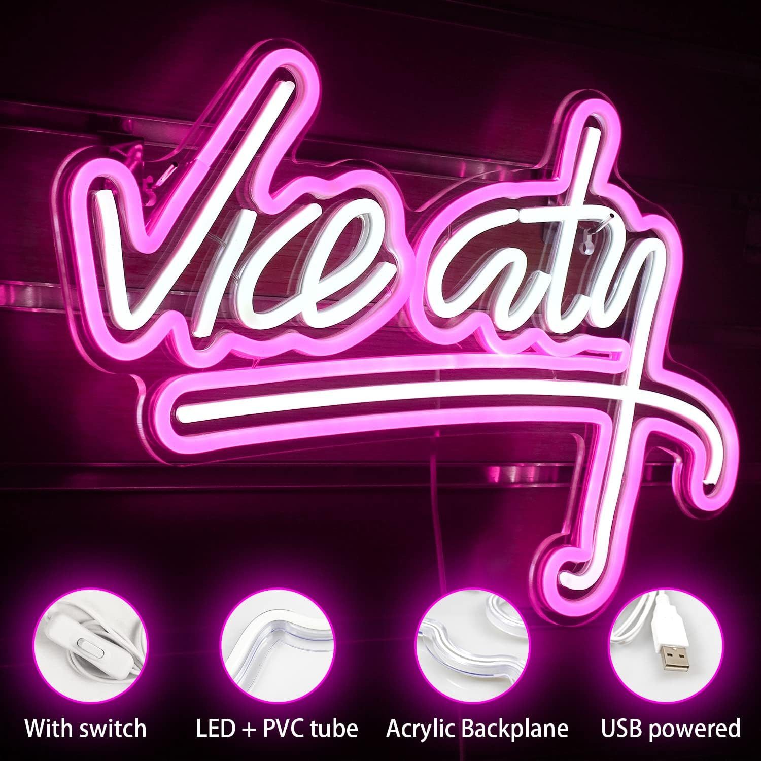 MUPOO Wanddekoobjekt Vice City LED Neonlicht Acryl Dekolicht LED-Neon Schil günstig online kaufen