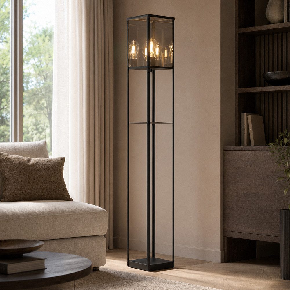 GLOBO LIGHTING Stehlampe, Leuchtmittel nicht inklusive, Stehlampe Standleuchte Leseleuchte Metall schwarz 3D Effekt H 140 cm