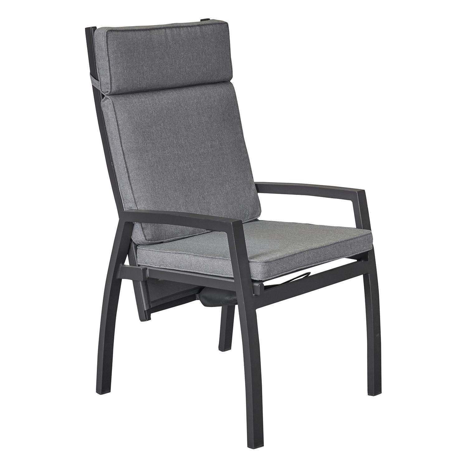 Gartenstuhl SONDRINO, Anthrazit, Hellgrau, Aluminium