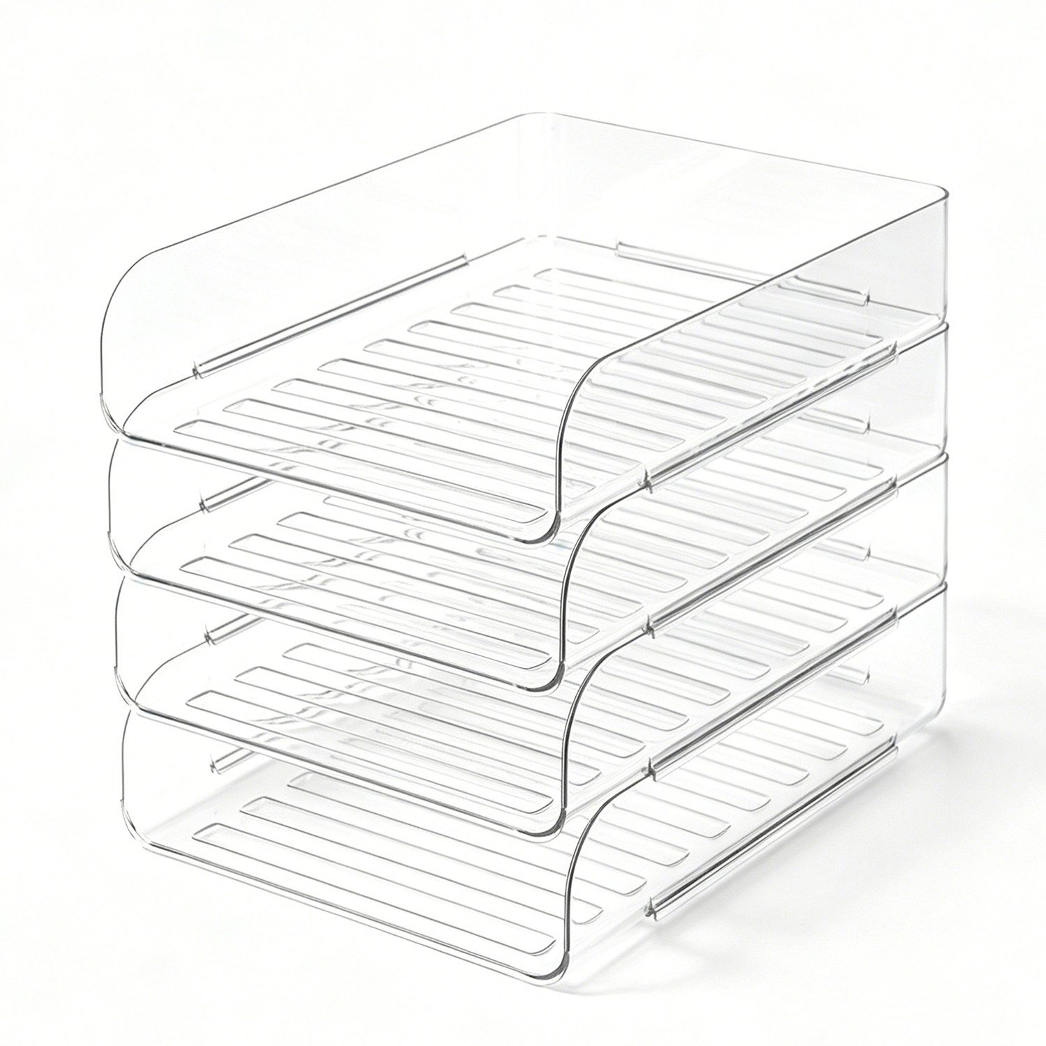 OSTWOLKE Briefablage Papierablage Dokumentenablage A4 stapelbare Schreibtisch Organizer, transparent, PET, 4 Fächer für Zuhause, Büro, Schule