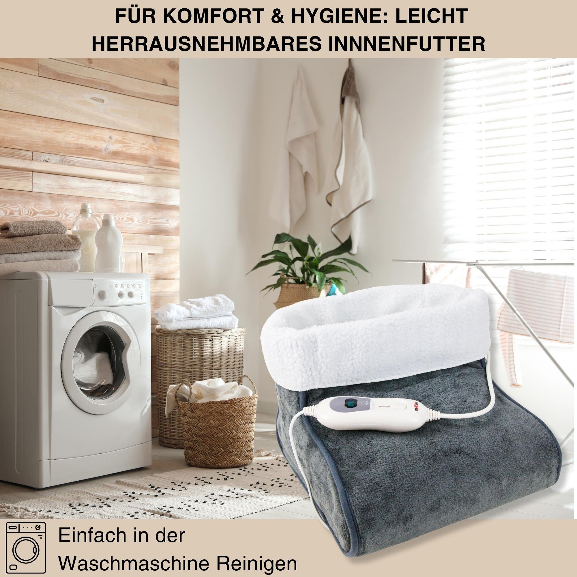 Grafner Fußwärmer Fußwärmer Elektrische Fußheizung Schnellheizung elektrisch Wärmesack, Stck. 1-tlg., 1, 3 Heizstufen, Waschbar, Teddyfutter