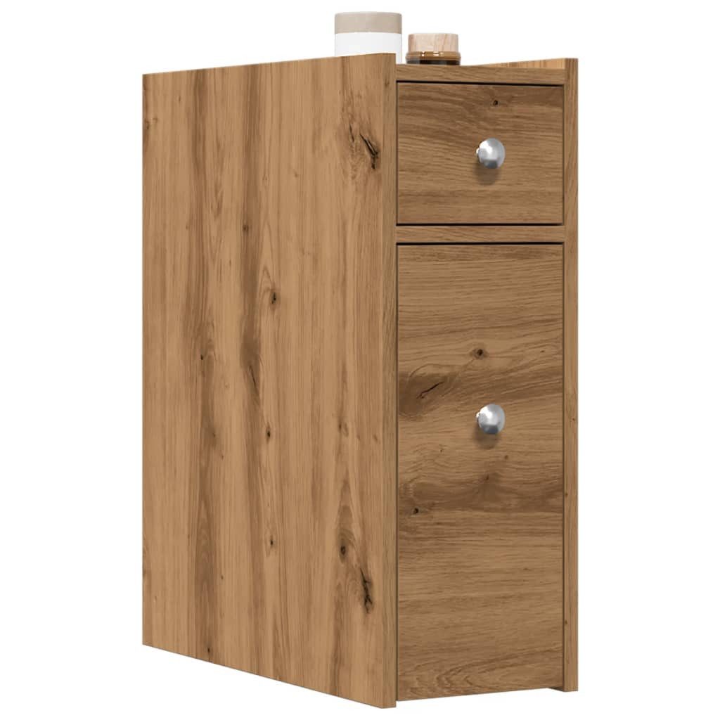 vidaXL Aktenschrank NA Aktenschrank Badschrank Schmal mit Rollen Artisan-Eiche Holzwerksto