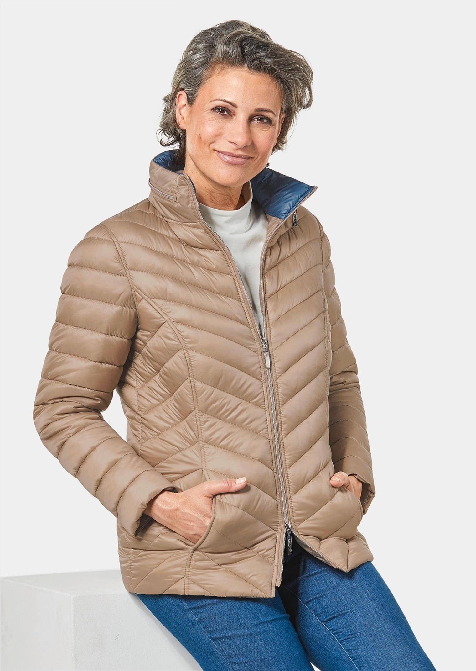 GOLDNER Steppjacke Kurzgröße: cappuccino / schieferblau