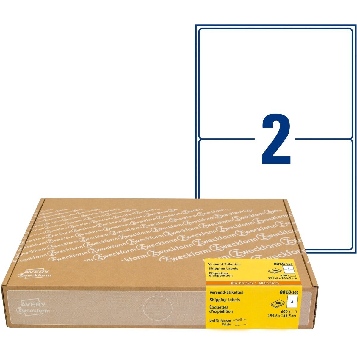Avery Zweckform Etiketten Versandetiketten 199,6x143,5mm weiß VE=600 Stück