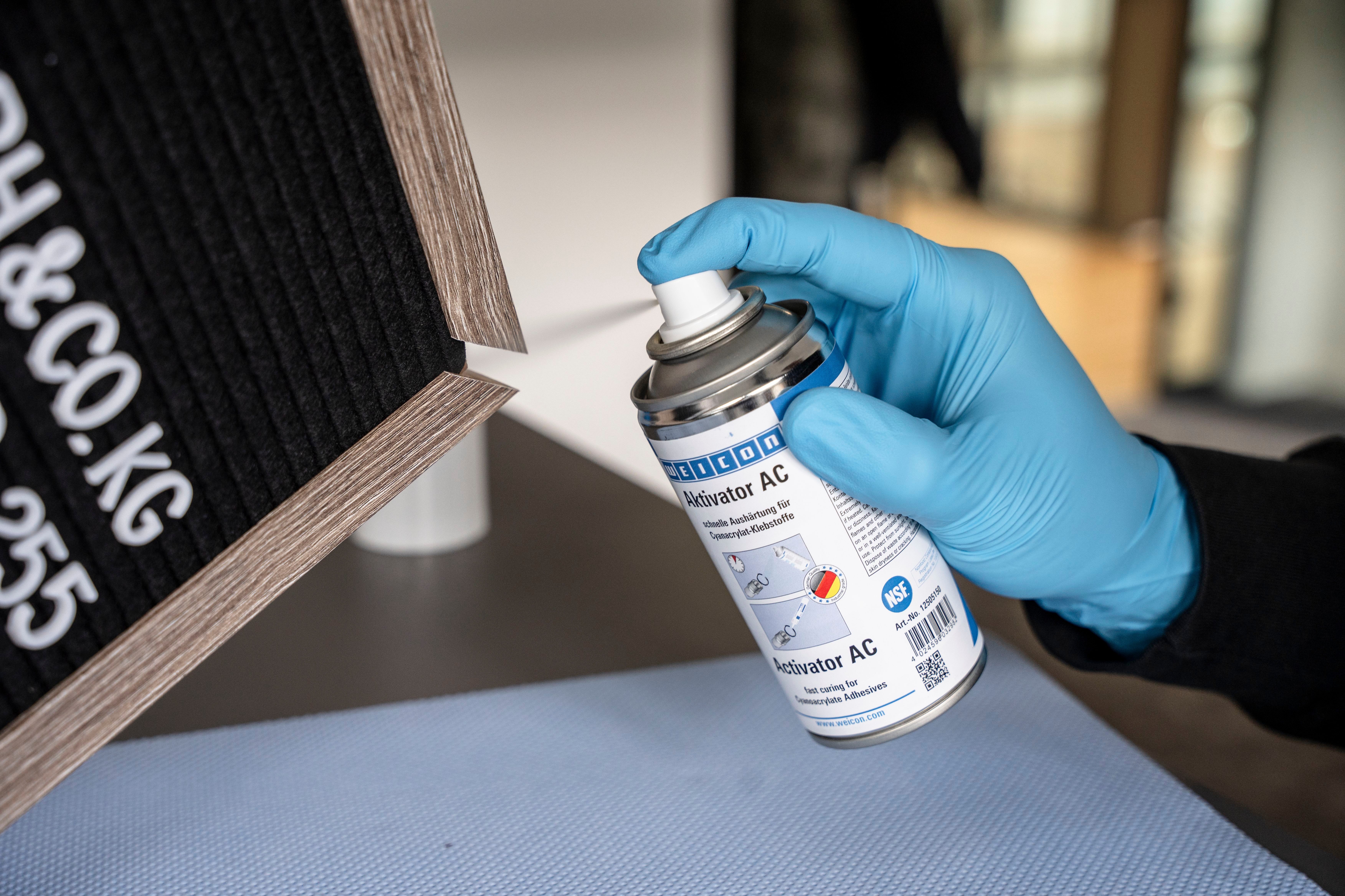 WEICON Sekundenkleber CA-Aktivator Spray AC, (silikonfrei), acetonbasiert, Aushärtebeschleuniger für Sekundenkleber