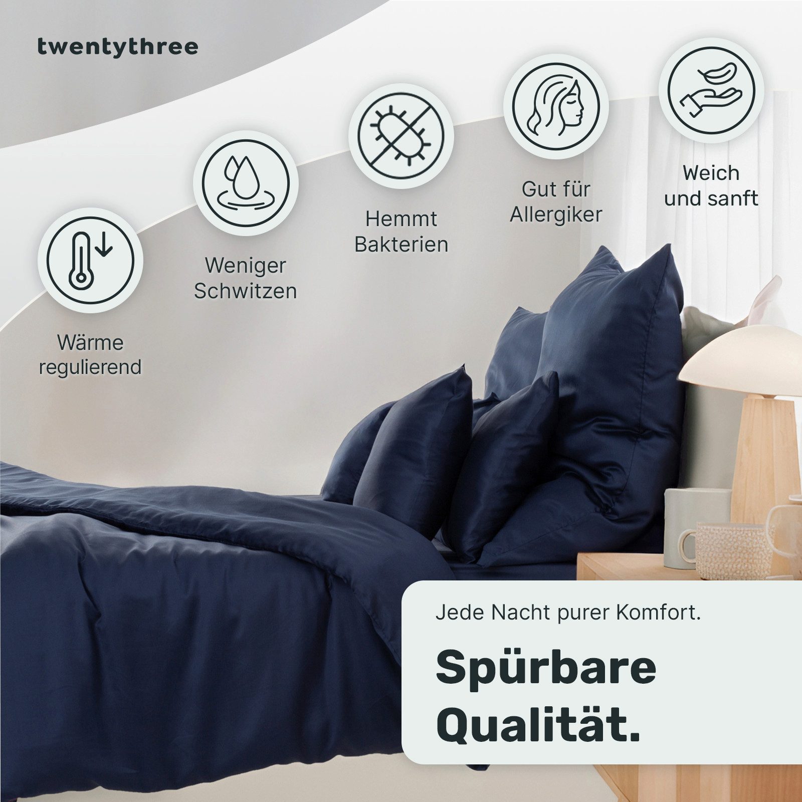 twenty:three® Bettbezug Lyocell Deckenbezug Midnight Blue, günstig online kaufen