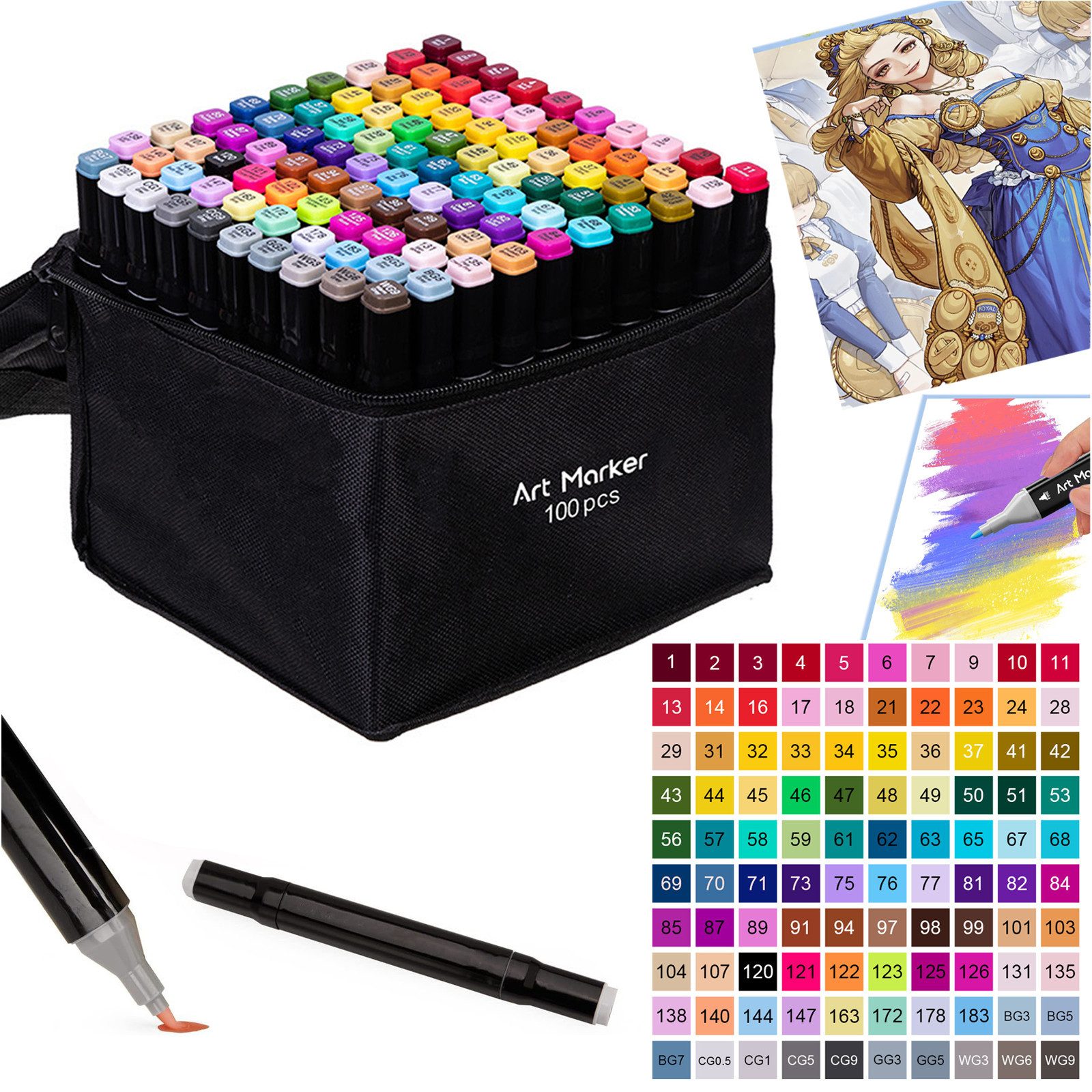 Filzstift Lackmarker 100/168 Farben Filzstifte Set Doppelseitige Marker Stifte
