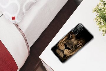 MuchoWow Handyhülle Löwe - Tiere - Schwarz - Porträt, Phone Case, Handyhülle Xiaomi Mi 10T, Silikon, Schutzhülle