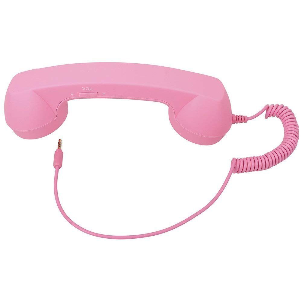 GelldG Retro Telefonhörer Lautsprecher Handset Mikrofon rosa Hörer Headsets Lautsprecher