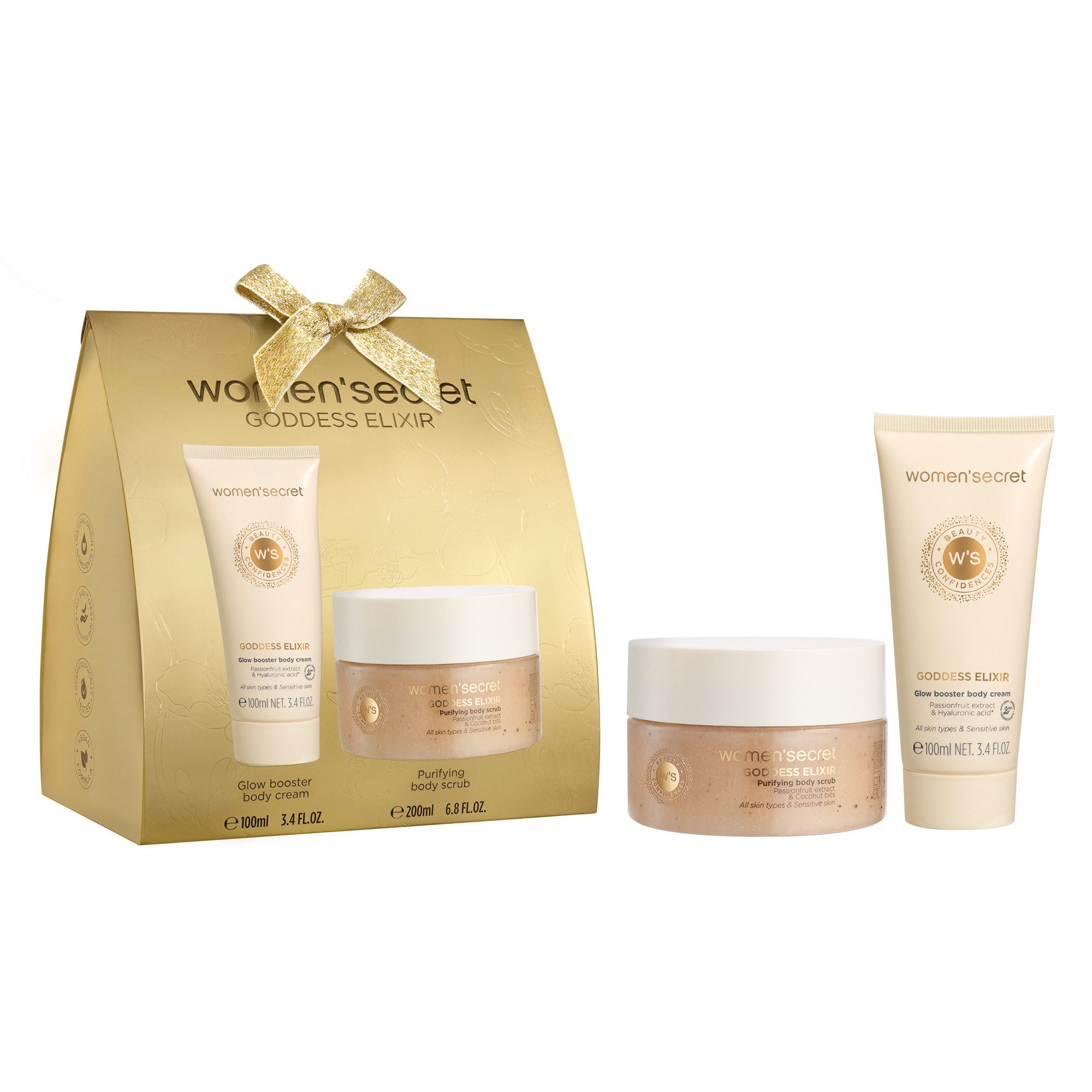 women'secret Körperpeeling Goddess Elixir - Mini Gift Set, 2-tlg., Body Scrub 200ml + Body Cream 100ml