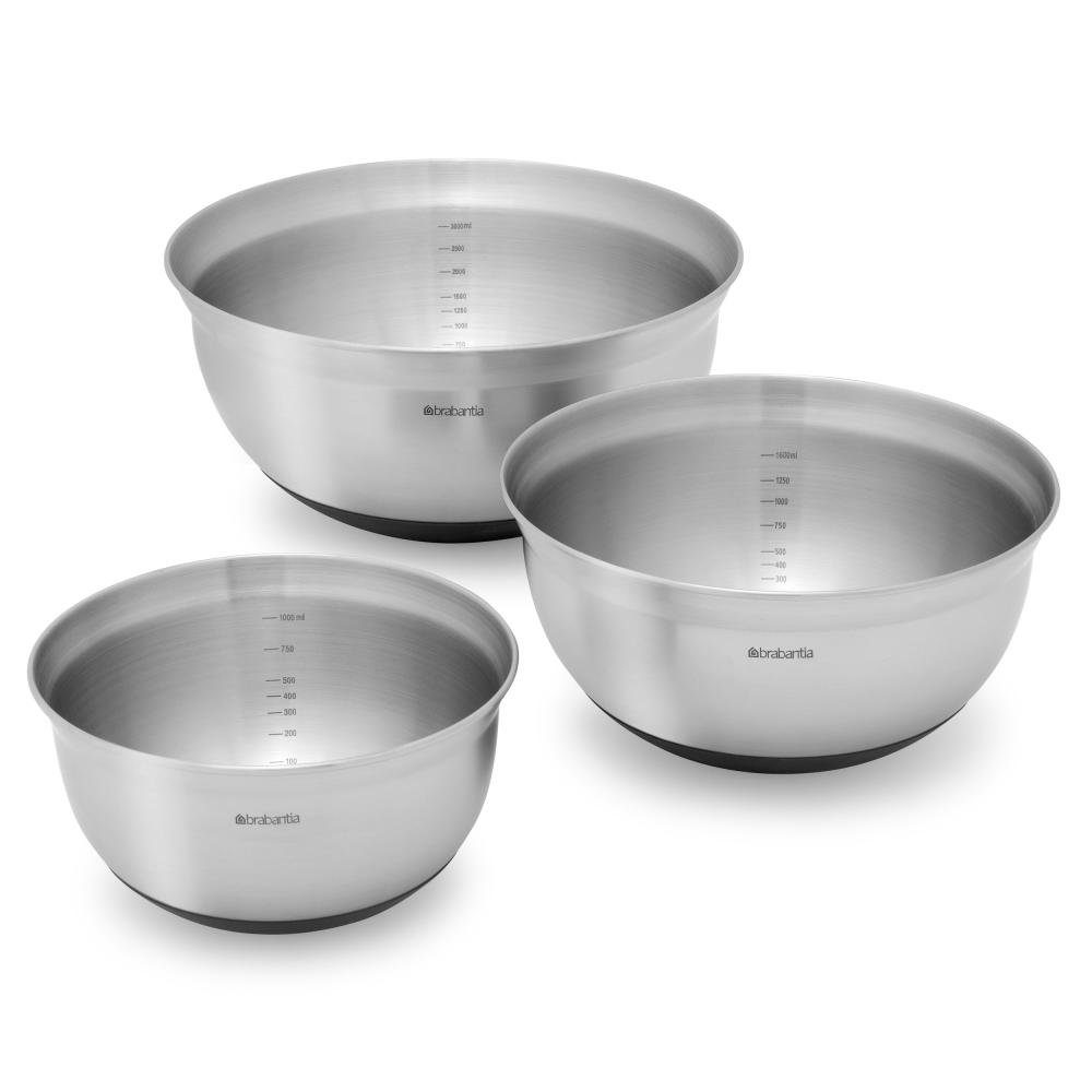 Brabantia Rührschüssel 3er Set 1 L / 1.6 L / 3 L, Edelstahl, (Set, 3-tlg)