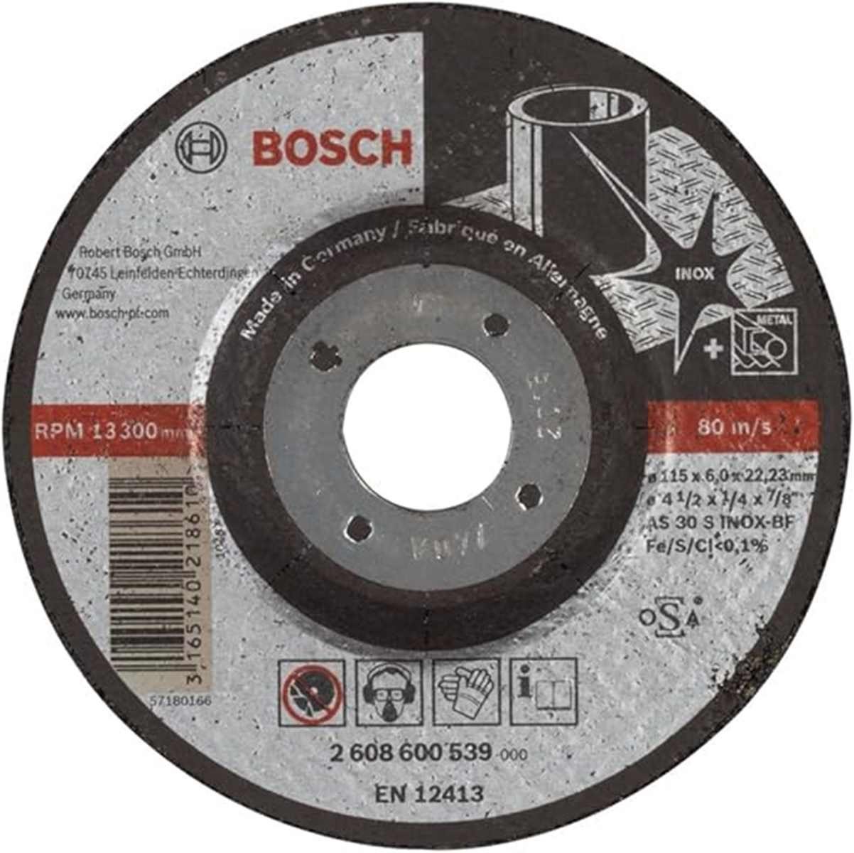 INOX gekröpft S Schruppscheibe BF, Bosch Ø 6.0 BOSCH Expert 115 30 AS mm, Bohrfutter mm
