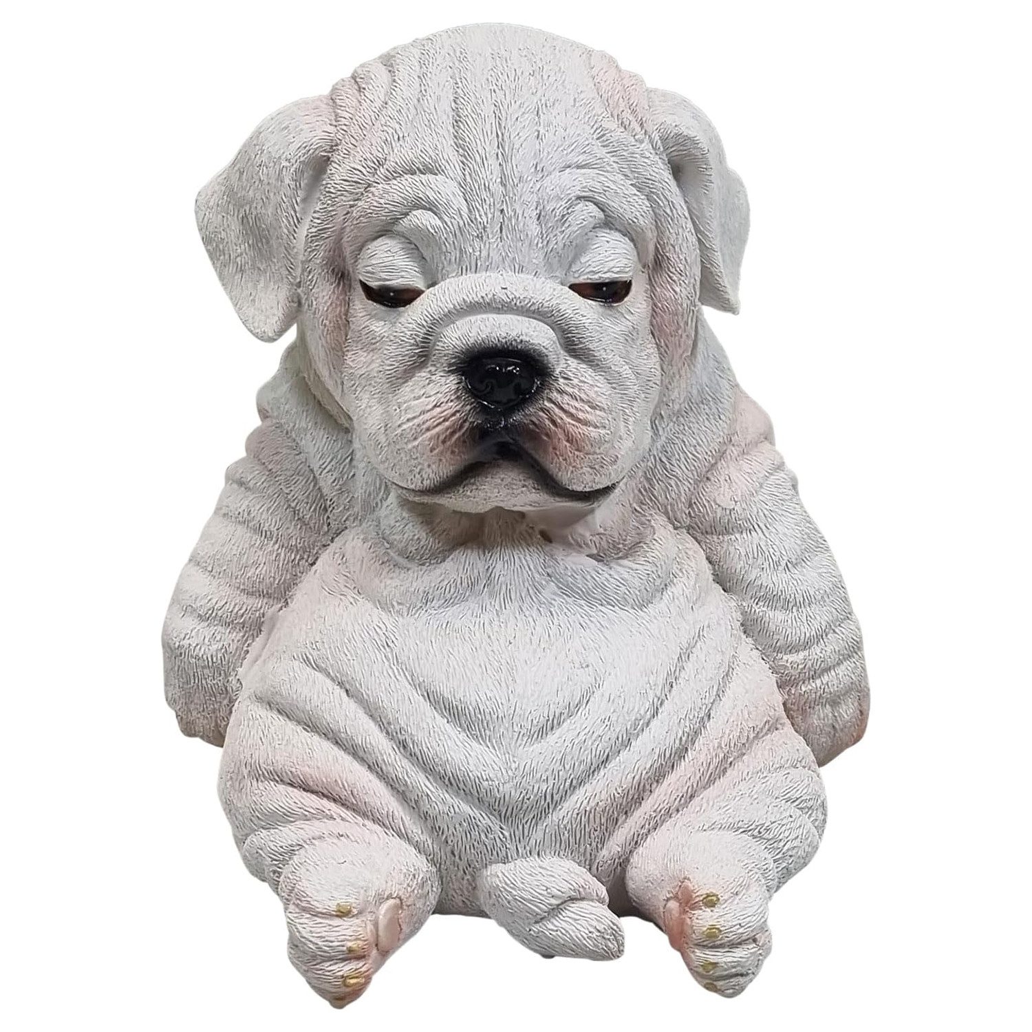 Tierfigur Englische Bulldogge Welpe sitzend Hundefigur Dekofigur