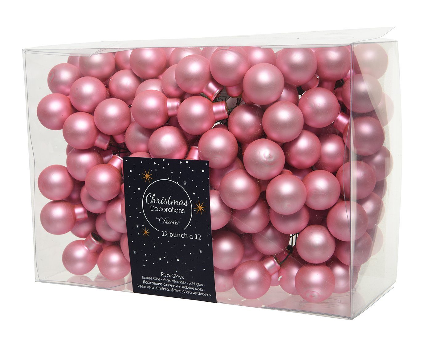 Glas am - Weihnachtsbaumkugel, Stück Weihnachtskugeln Decoris season Lippenstiftrosa 144 2cm decorations Draht matt